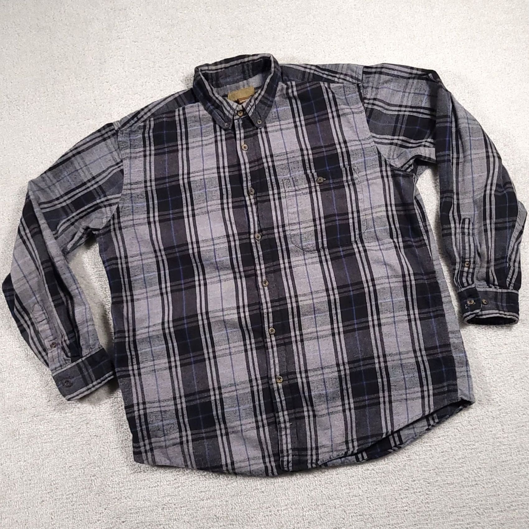 Faded Glory Faded Glory Shirt Adult Large Gray Black Plaid Flannel Long Sleeve Casual Mens Size US L / EU 52-54 / 3 - 2 Thumbnail