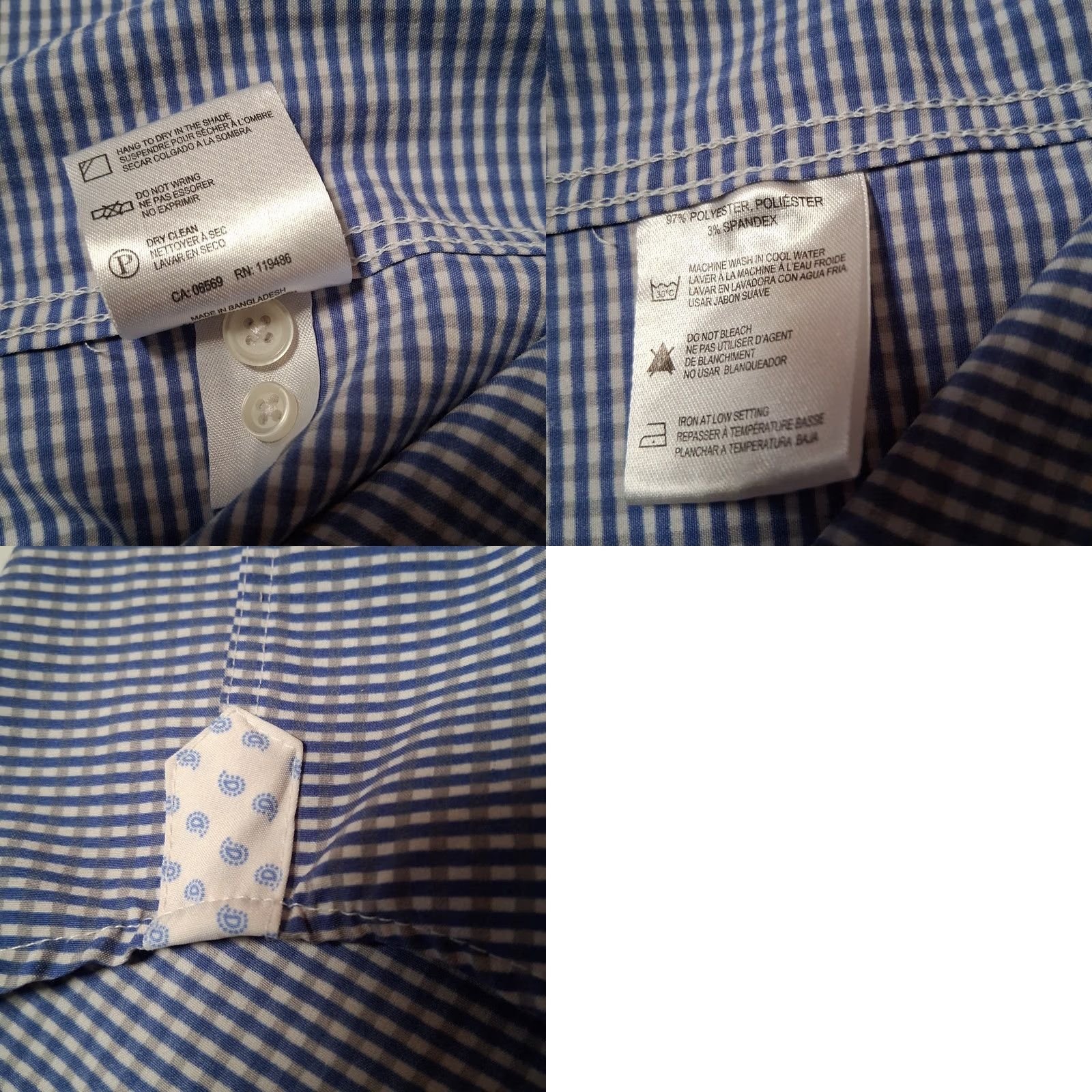 Vintage International Report Shirt L Blue Gingham Check Performance Mens Size US L / EU 52-54 / 3 - 8 Thumbnail