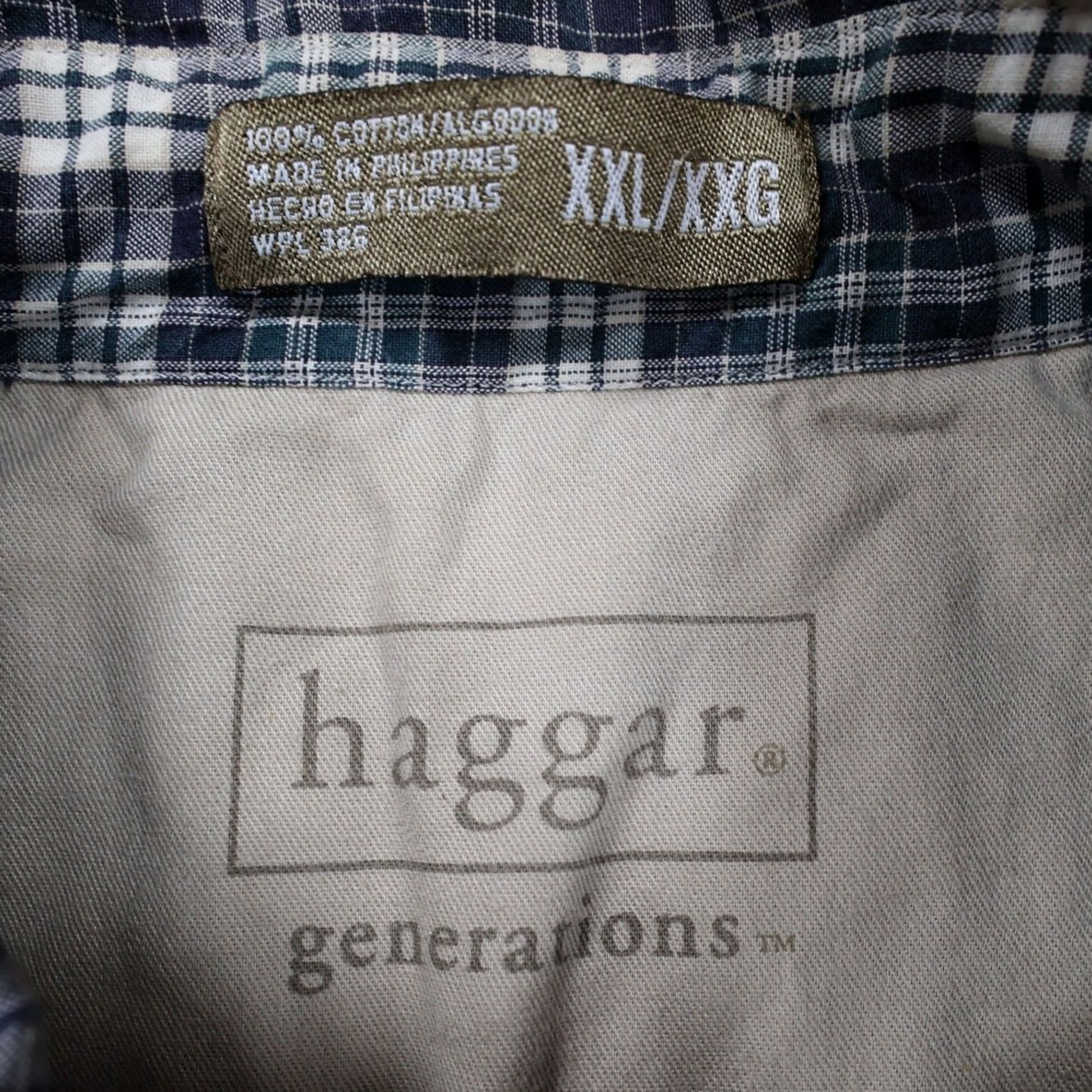 Haggar Haggar Button Up Shirt Mens XXL Blue Plaid Long Sleeve Cotton Excellent Size US XXL / EU 58 / 5 - 7 Thumbnail