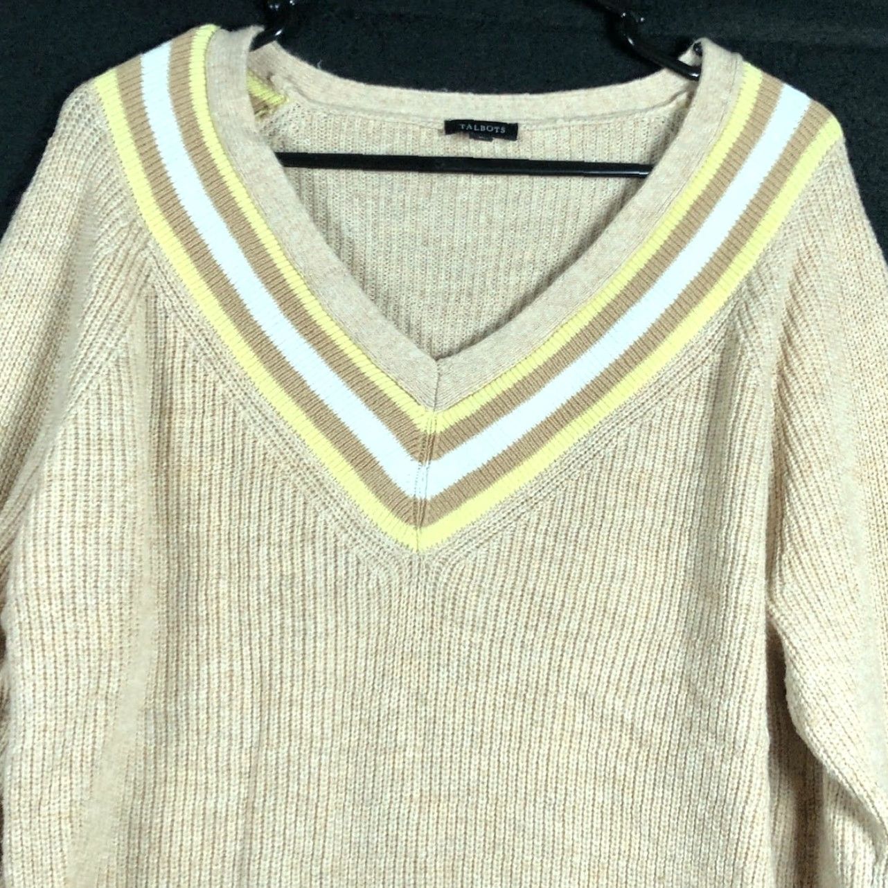 Talbots Talbots Sweater Tan Pullover V-Neck Long Sleeve Cotton Nylon Blend XL Womens Regular Size Pullover knit Casual Workwear 80s? Size XL / US 12-14 / IT 48-50 - 2 Thumbnail