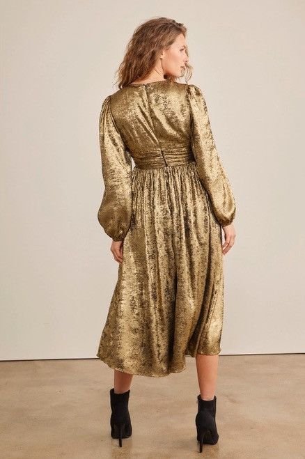 Other In February Floral Metalic Plunge Long Sleeve Midi NWT Dress Size M / US 6-8 / IT 42-44 - 3 Thumbnail