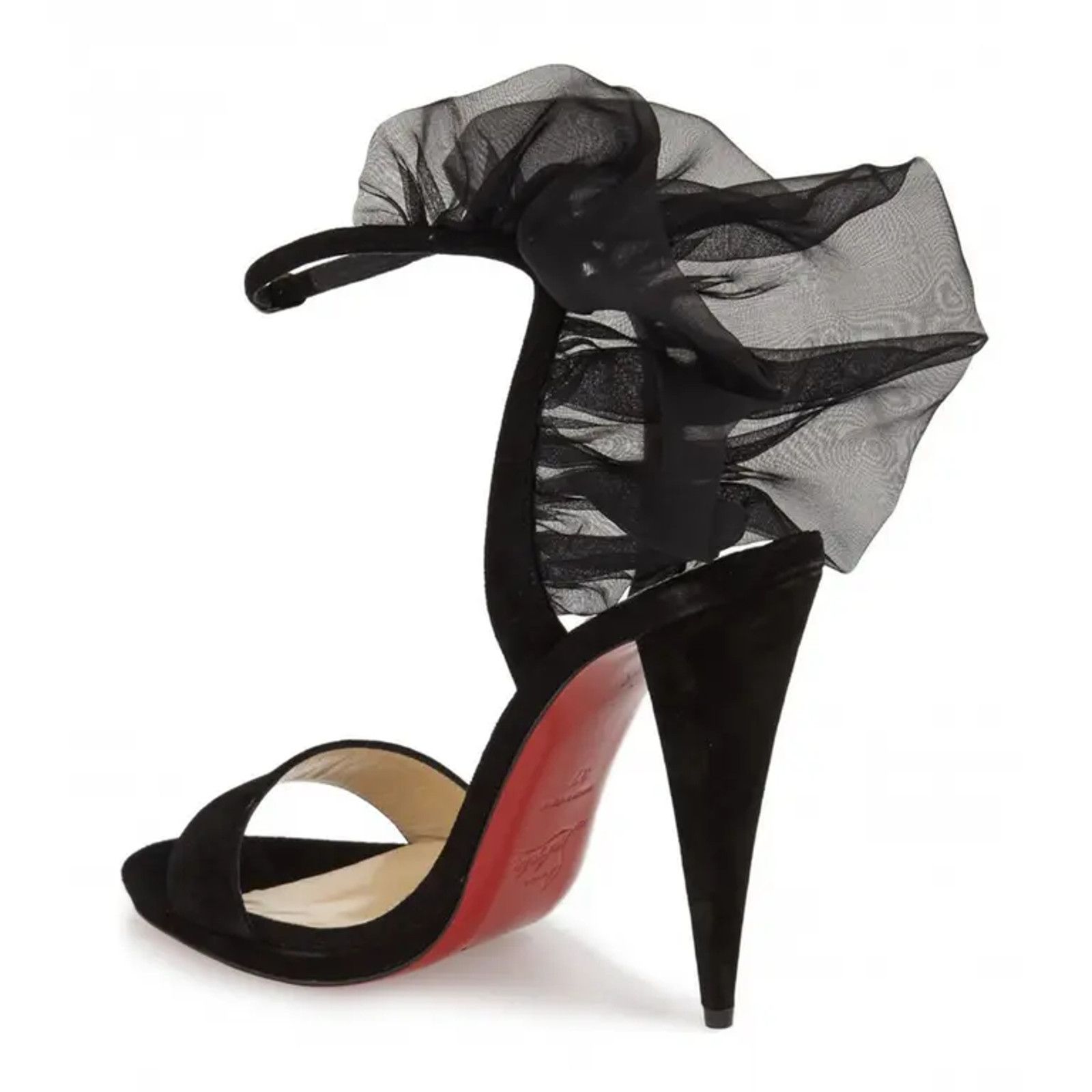 Christian Louboutin Jacqueline De 120 Black Suede Ankle Strap Cone Heel Pump 37 Size US 7 / IT 37 - 8 Thumbnail