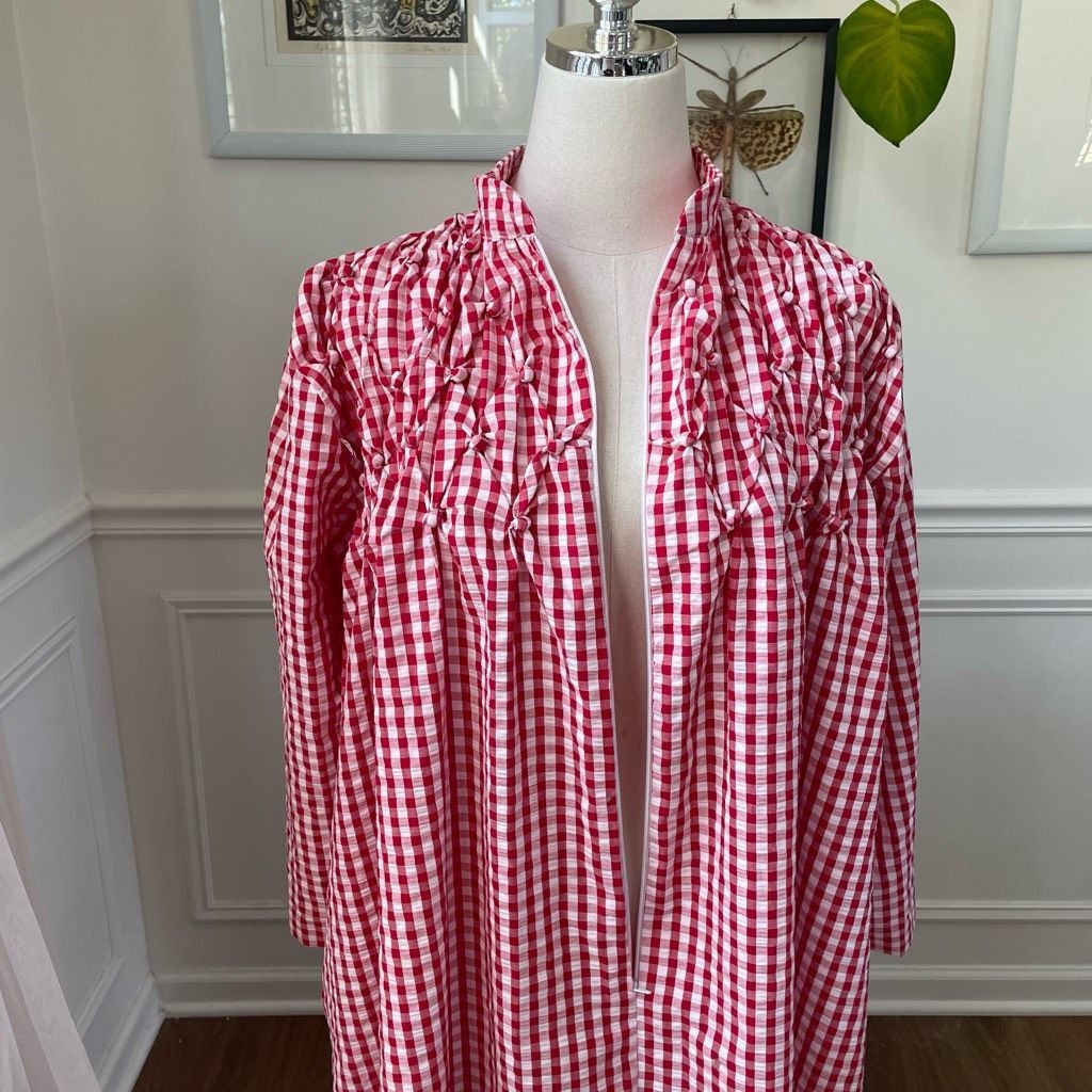 Vintage Vintage 70s Styled by Saybury Red Gingham House Coat Nightgo Size ONE SIZE - 4 Thumbnail