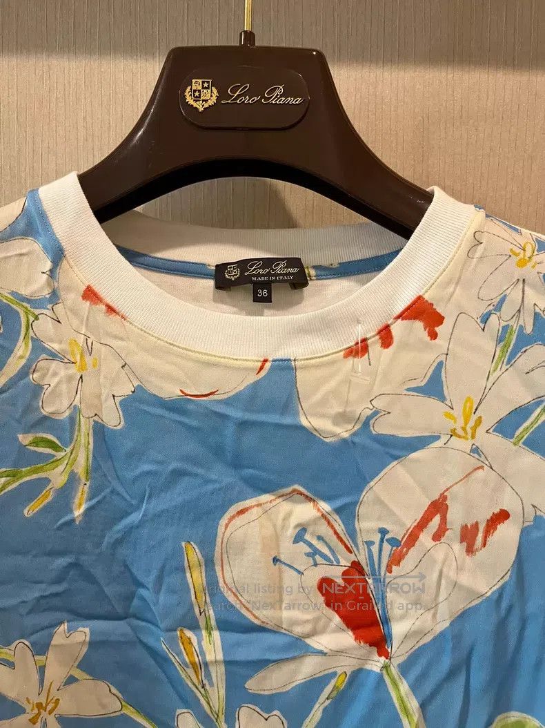 Loro Piana Loro Piana Floral Short Sleeve T-Shirt Top Size XXS / US 00 / IT 34 - 3 Thumbnail