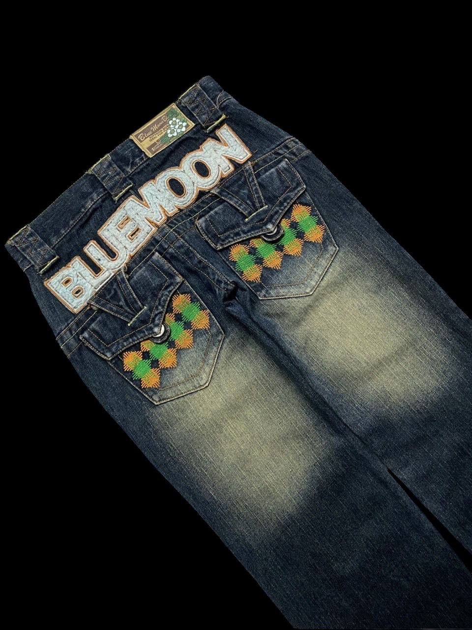 Vintage RARE 90s Blue Moon Blue Mudwash Clawmark Logo Insane Jean Size US 28 / EU 44 - 17 Thumbnail