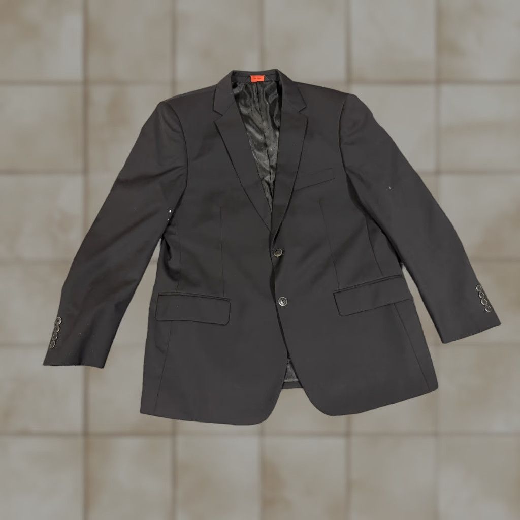 Vintage Linea Uomo Blazer Mens 44R Black 100% Wool Classic Fit Two-Button Notch Lapel Suit Jacket Size 44R - 1 Thumbnail