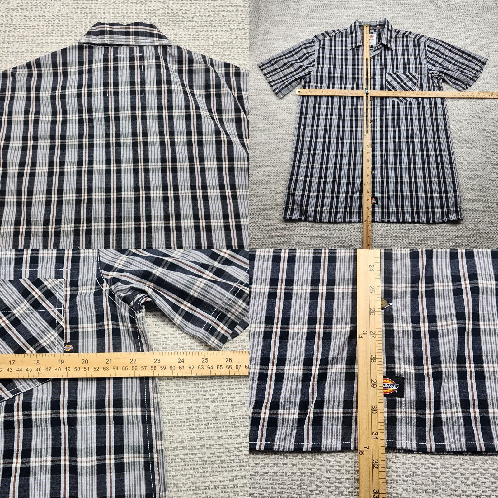 Dickies Dickies Shirt Mens M Gray Black Blue Plaid Short Sleeve Workwear Button Up Size US M / EU 48-50 / 2 - 8 Thumbnail