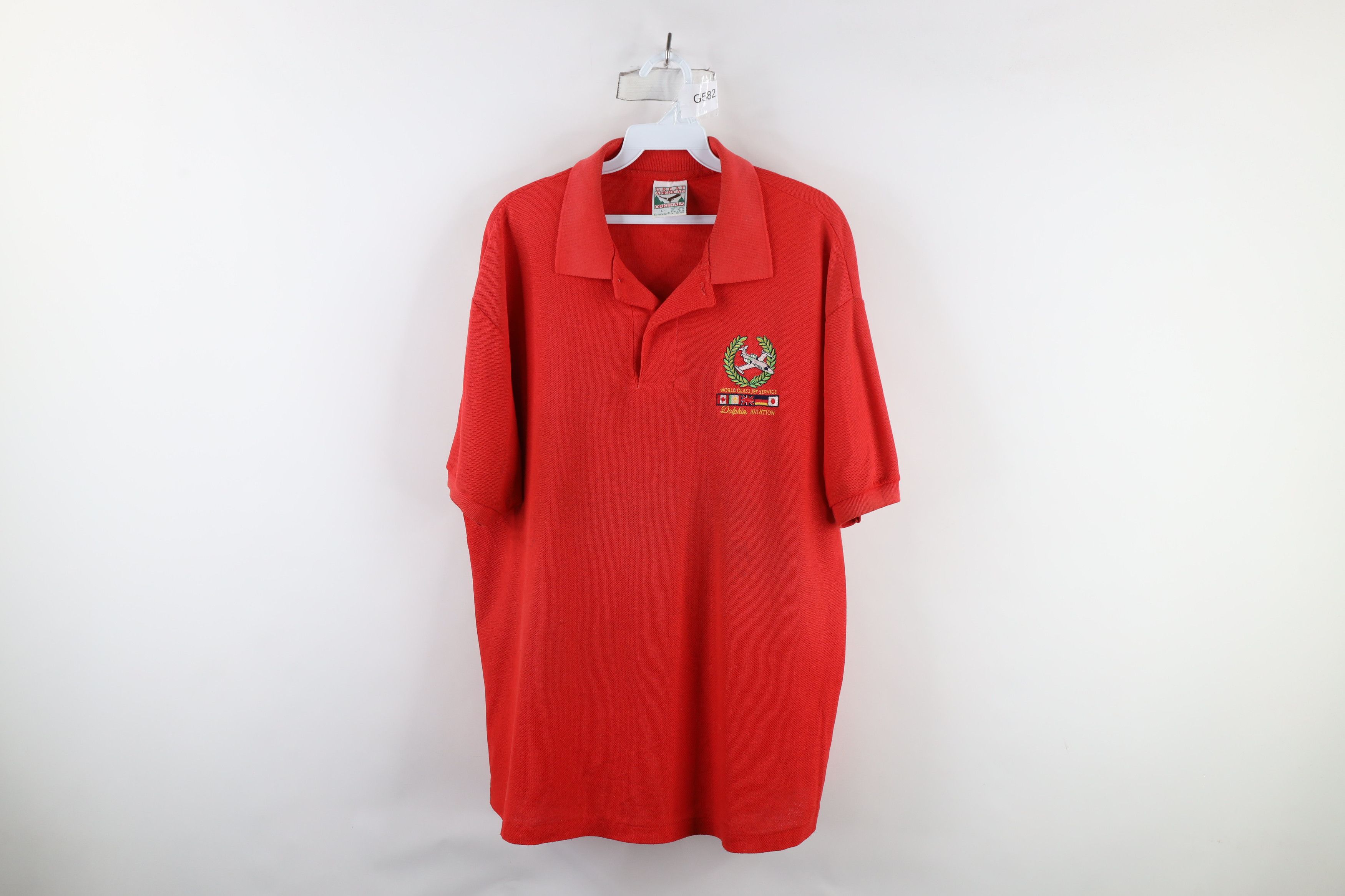 Vintage Vintage 90s Dolphin Aviation World Class Jet Polo Red Size US L / EU 52-54 / 3 - 1 Thumbnail