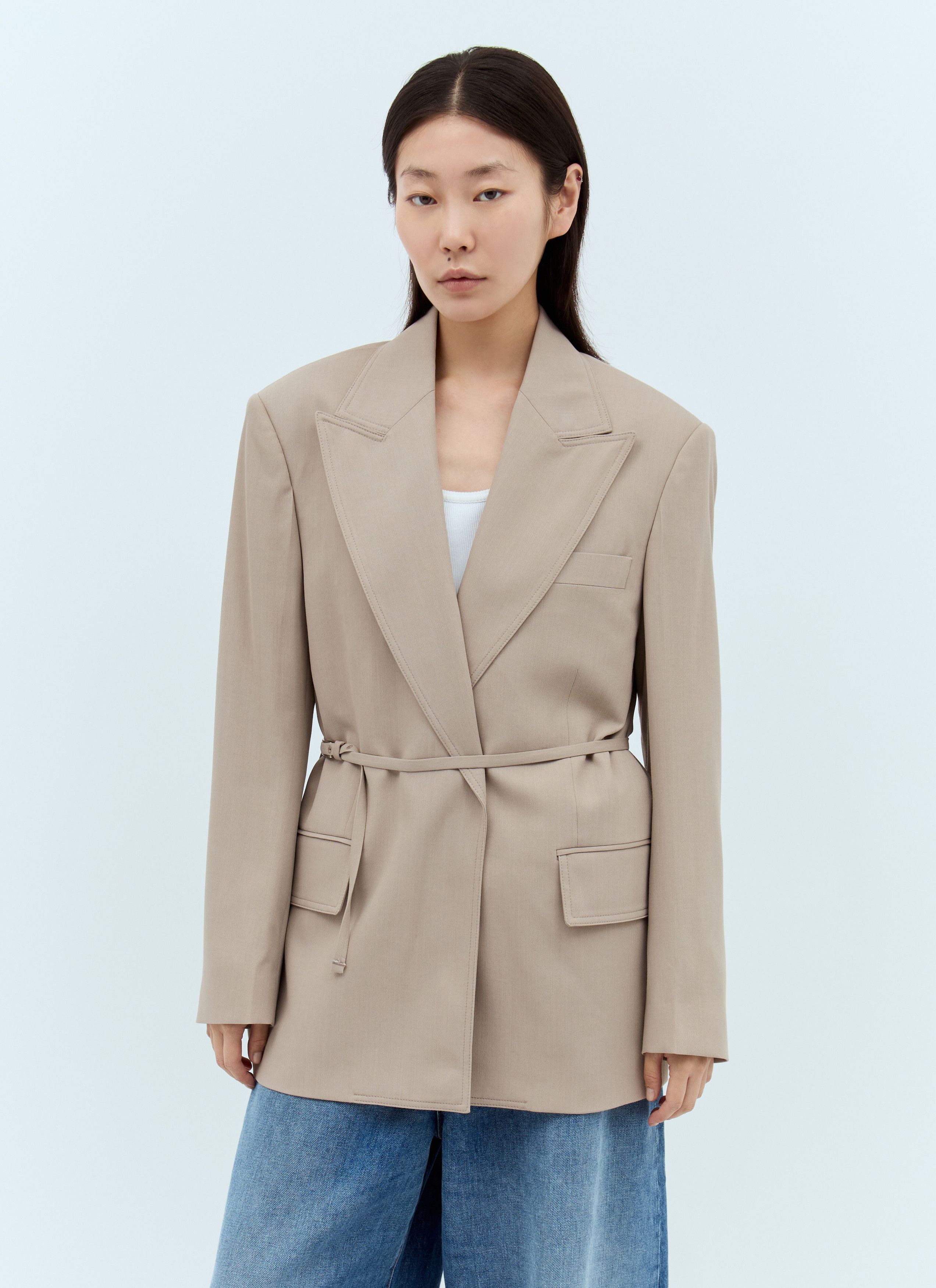 ジャケット Acne Studios Belted coat in beige cotton twill Acne Studios Acne Studios Belted Coat In Beige Cotton Twill