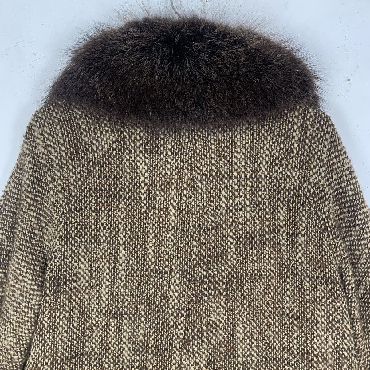 Fendi Fendi Italian Luxury vVintage Brown Tweed Wool Coat Fur Size L / US 10 / IT 46 - 10 Thumbnail