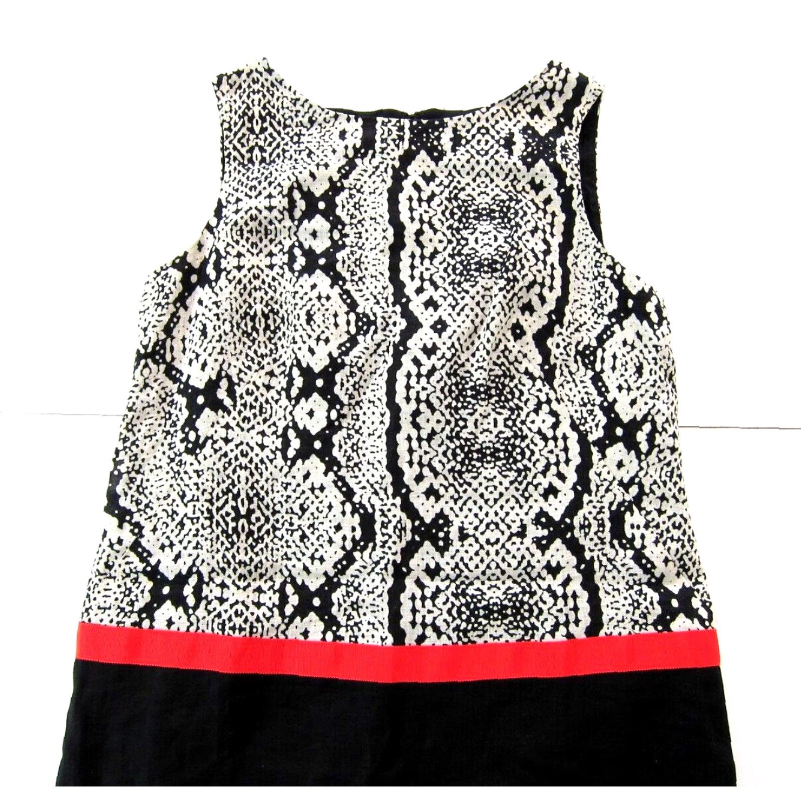 Ann Taylor Ann Taylor Loft Linen Black Ivory Pink Snake Print Tunic Shift Tank Dress 2P Size XS / US 0-2 / IT 36-38 - 3 Thumbnail
