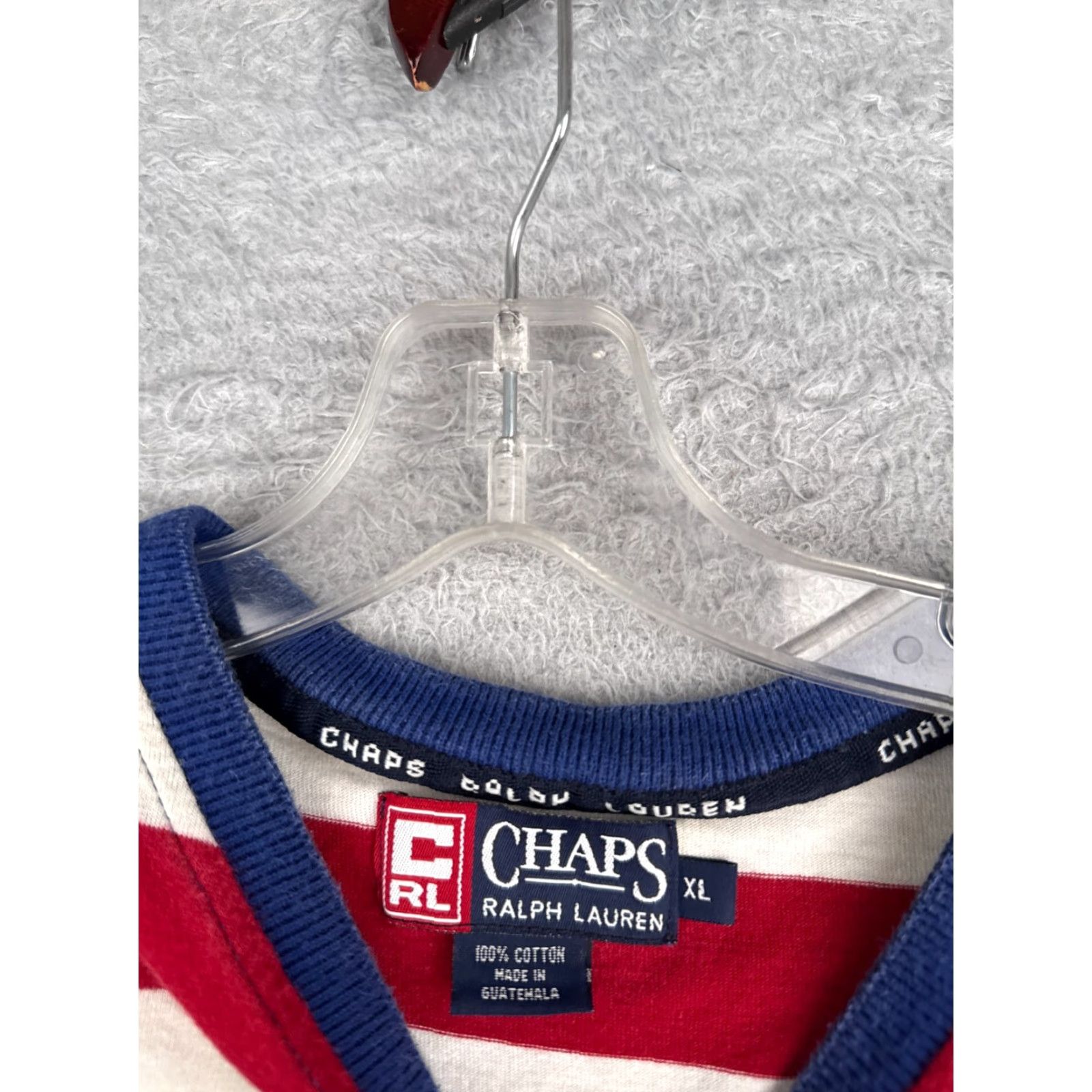 Chaps VINTAGE Chaps Ralph Lauren Shirt Men XL Blue Red Stripe Crew Neck 100% Cotton T-Shirt Logo All Seasons Size US XL / EU 56 / 4 - 7 Thumbnail
