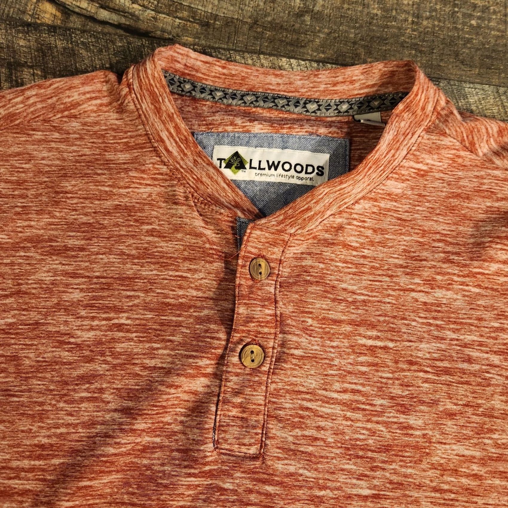Vintage Tall Woods Henley Shirt Long Sleeve Mens Small Heatherd Red Performance Shirt Size US S / EU 44-46 / 1 - 4 Thumbnail