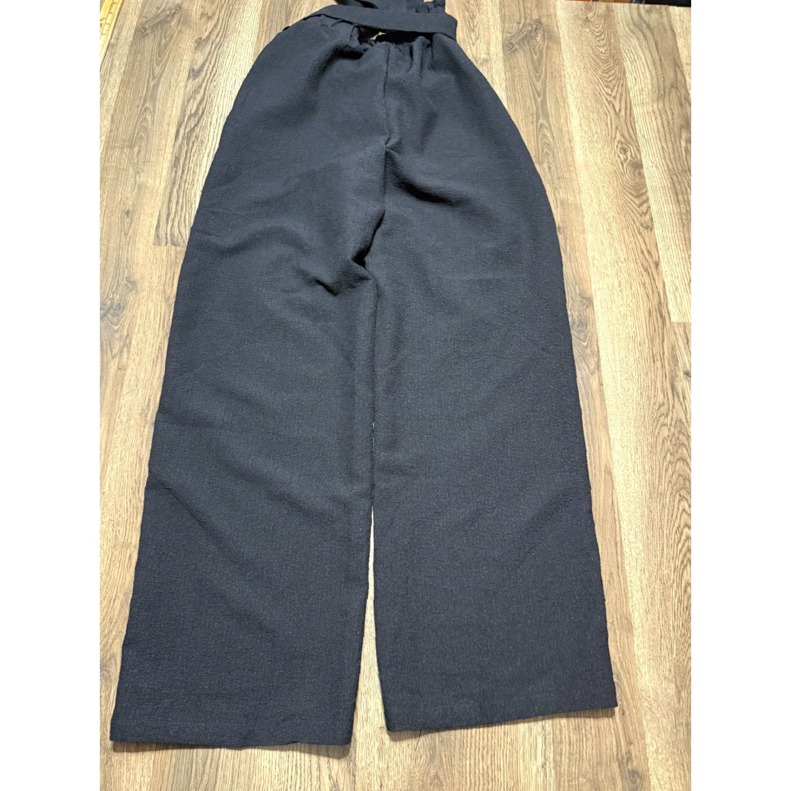 Shein SheIn Pants, Women's Size Small, Black, Wide Leg Pull On Pants, Belt, Black, Regular, Casual, Polyester, Ankle, 3/4 Length? Size 28" / US 6 / IT 42 - 2 Thumbnail