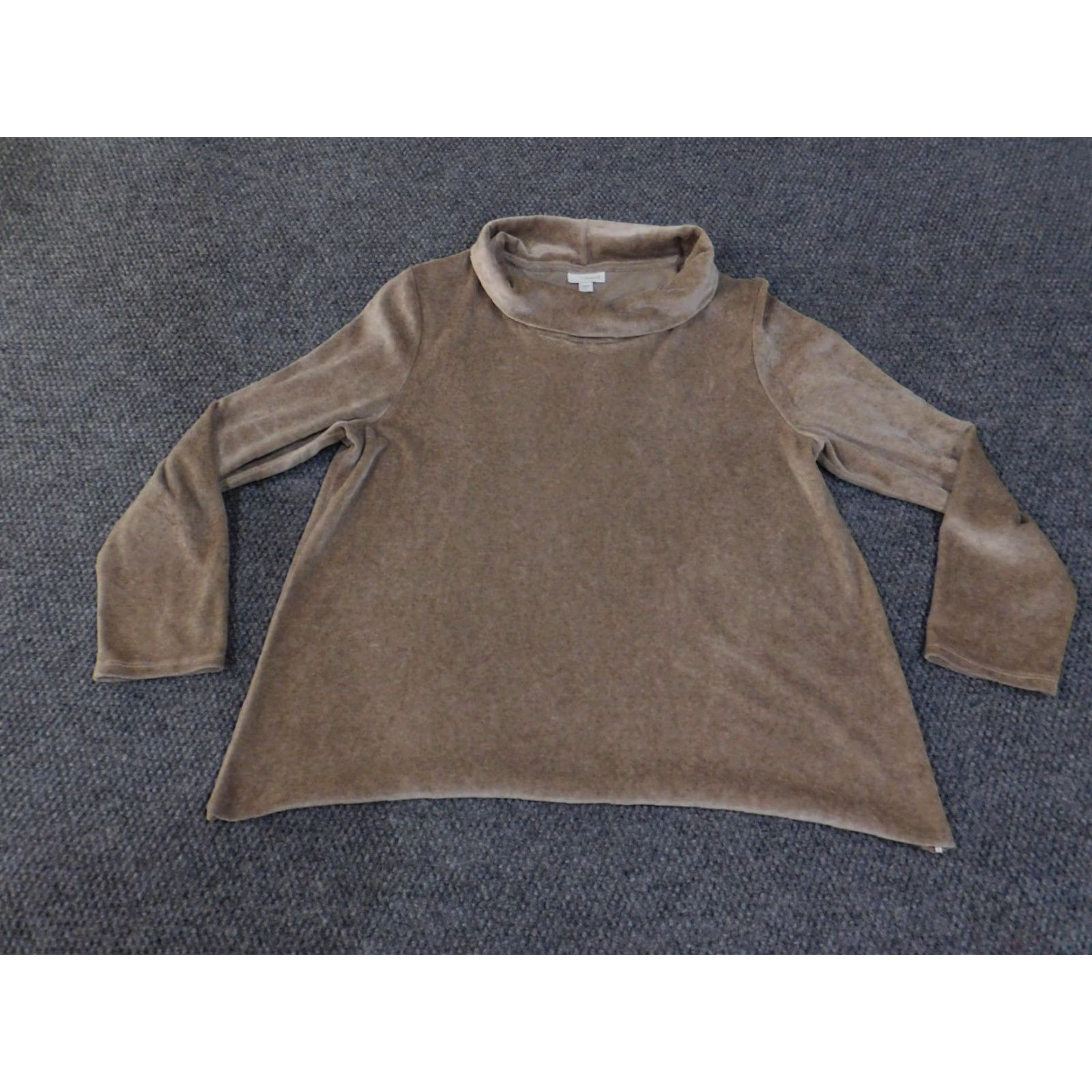 Velvet Pure Jill Pullover Womens Large Brown Velvet Cowl Neck Long Sleeve Relaxed Fit Solid Velour Sweater Size L / US 10 / IT 46 - 2 Thumbnail