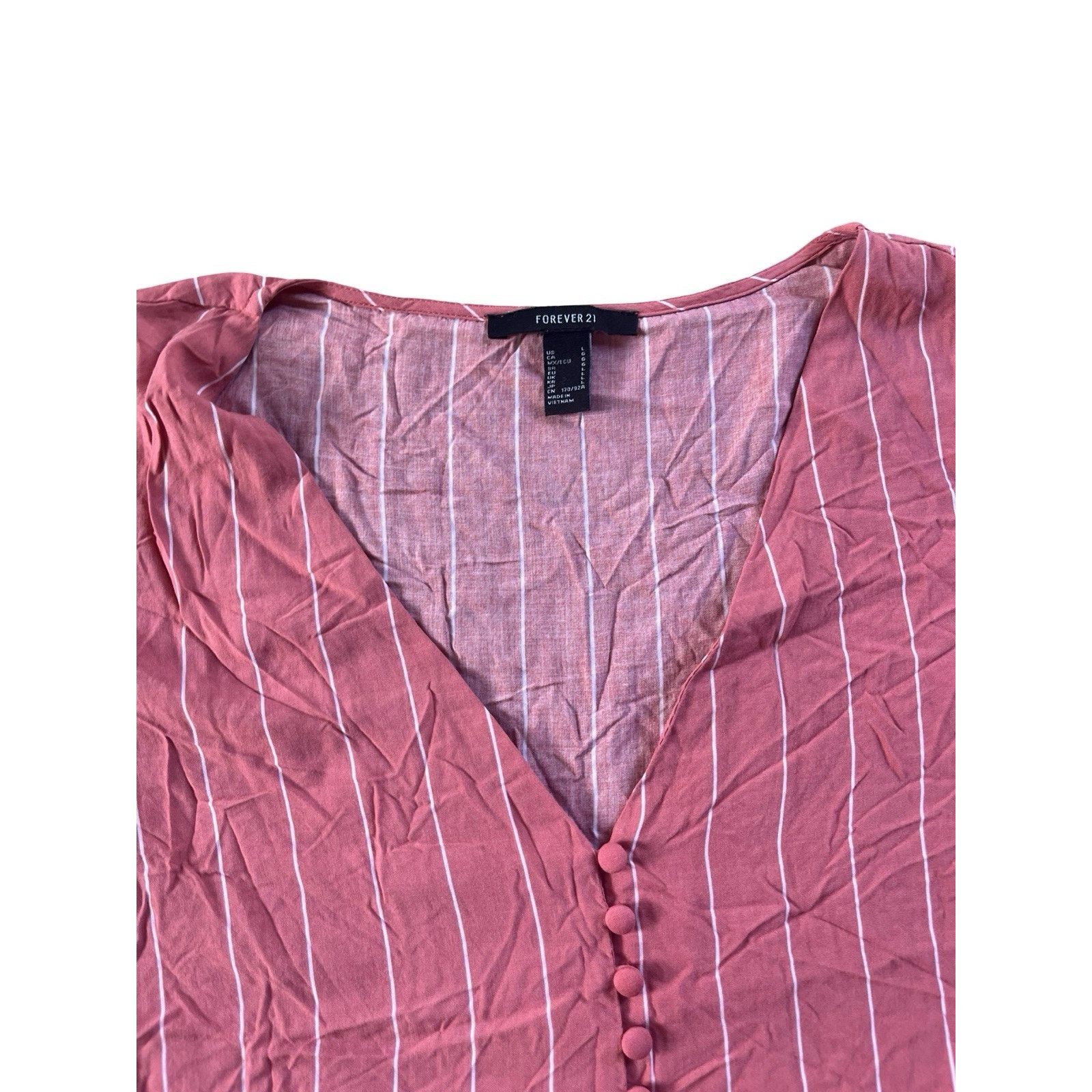 Forever 21 Forever21 Pink Cropped Blouse LG Size L / US 10 / IT 46 - 2 Thumbnail