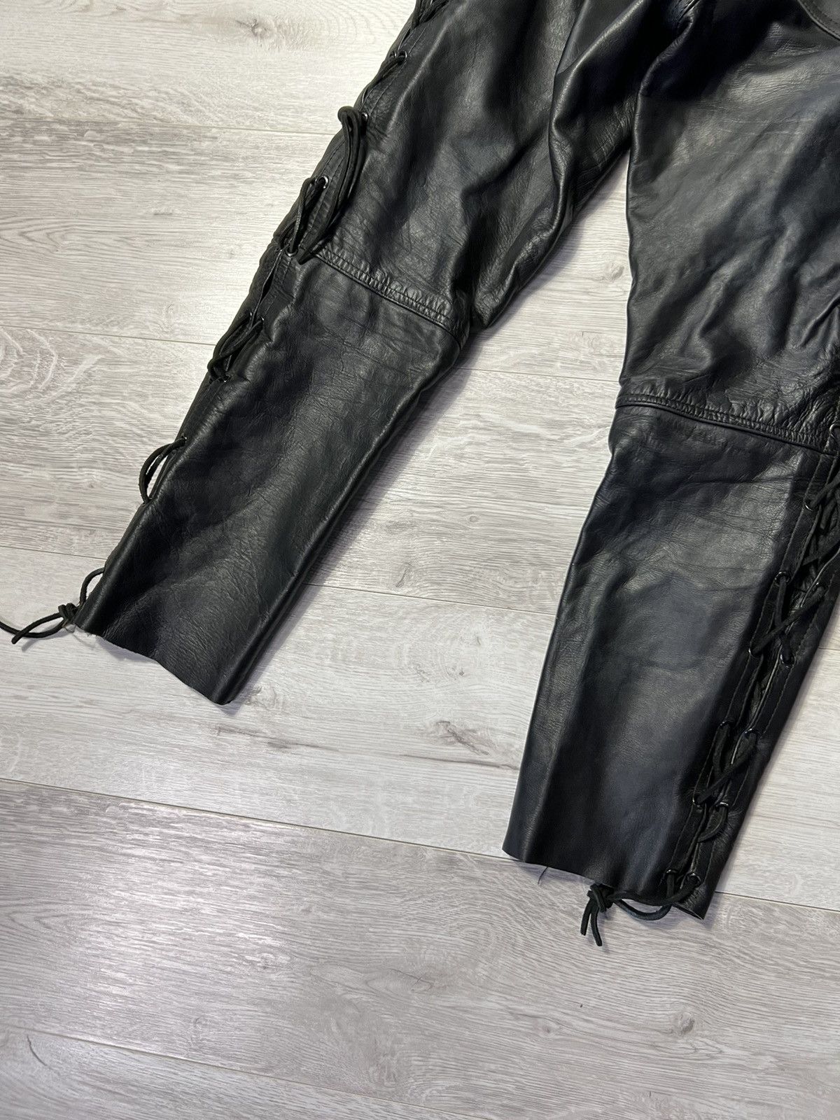 Genuine Leather Vintage Western Biker Leather Cowboy Bondage Pants Size M Size US 32 / EU 48 - 18 Thumbnail
