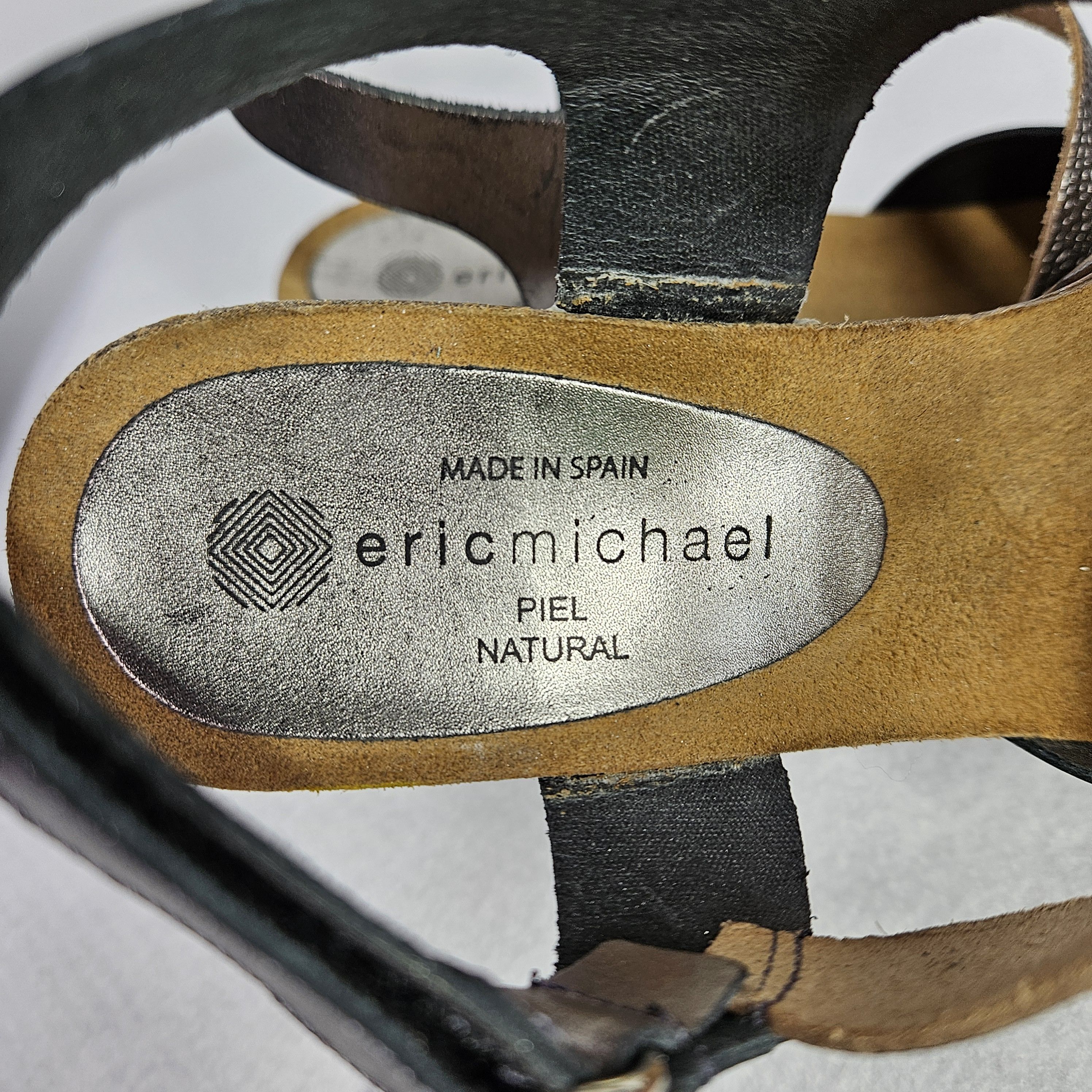 Other Eric Michael Size 39/8.5 Wedge Sandals Silver Leather Strap Size US 8.5 / IT 38.5 - 9 Thumbnail