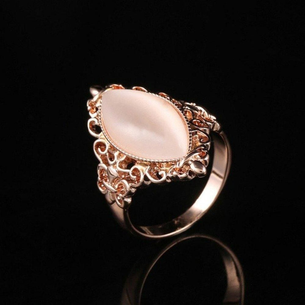 Designer 925 Silver Vintage Pink Opal Rose Gold Ring - Size 7 Size ONE SIZE - 3 Thumbnail