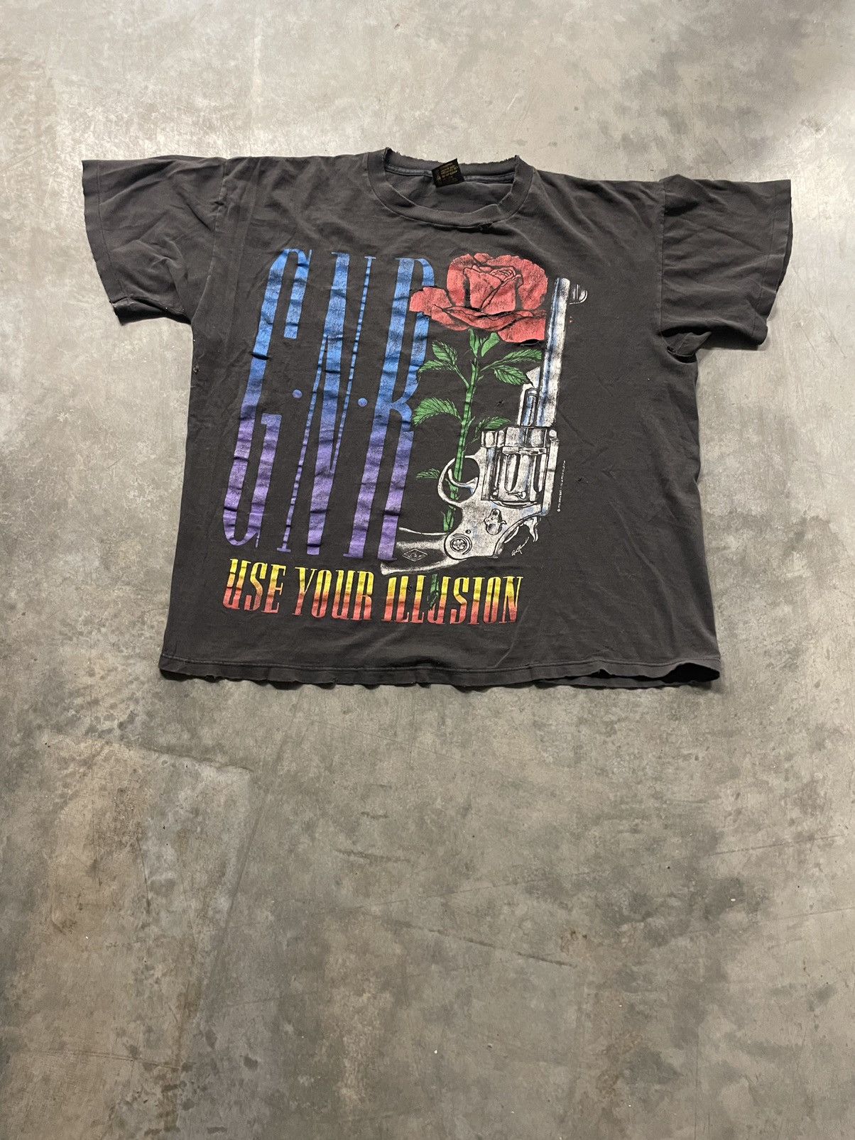 image of Vintage 1993 Guns N Roses Use Your Illusion Tour T Shirt in Black, Men's (Size XL)