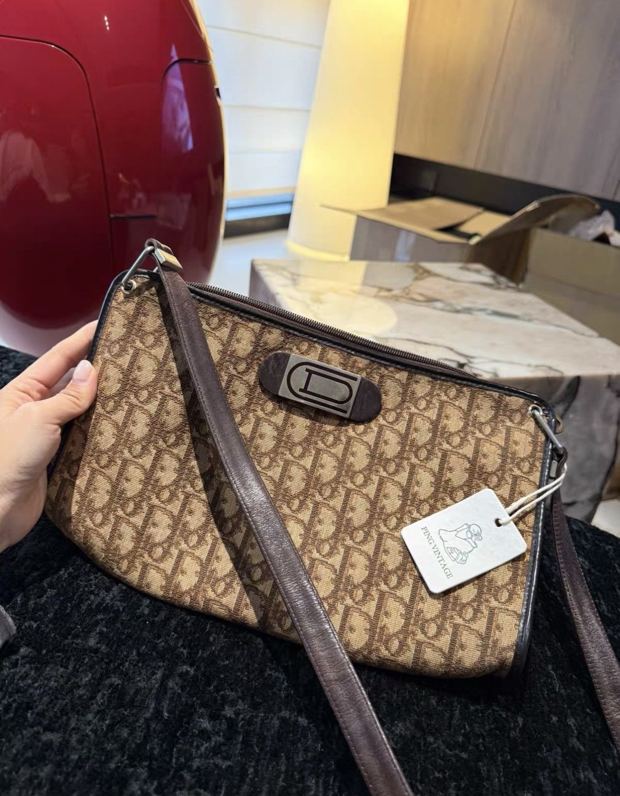 Dior Dior Vintage Brown Monogram Envelope Shoulder Bag J36 Size ONE SIZE - 3 Thumbnail