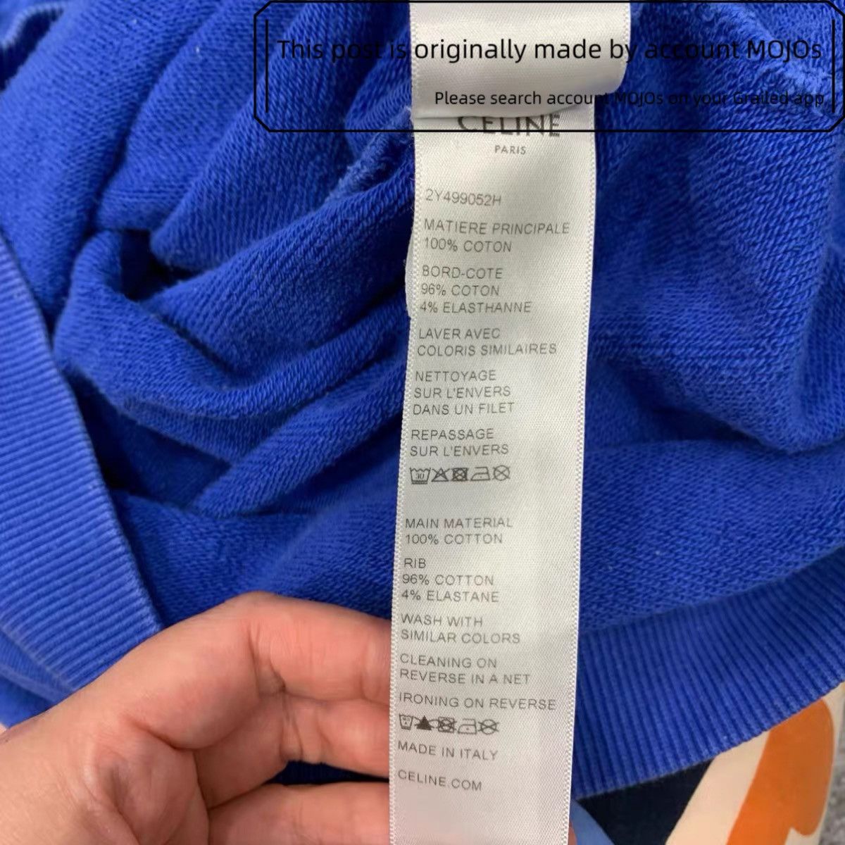 Celine Sz XS Celine Logo Hood Blue Hoodie mojos1431 Size US XS / EU 42 / 0 - 4 Thumbnail