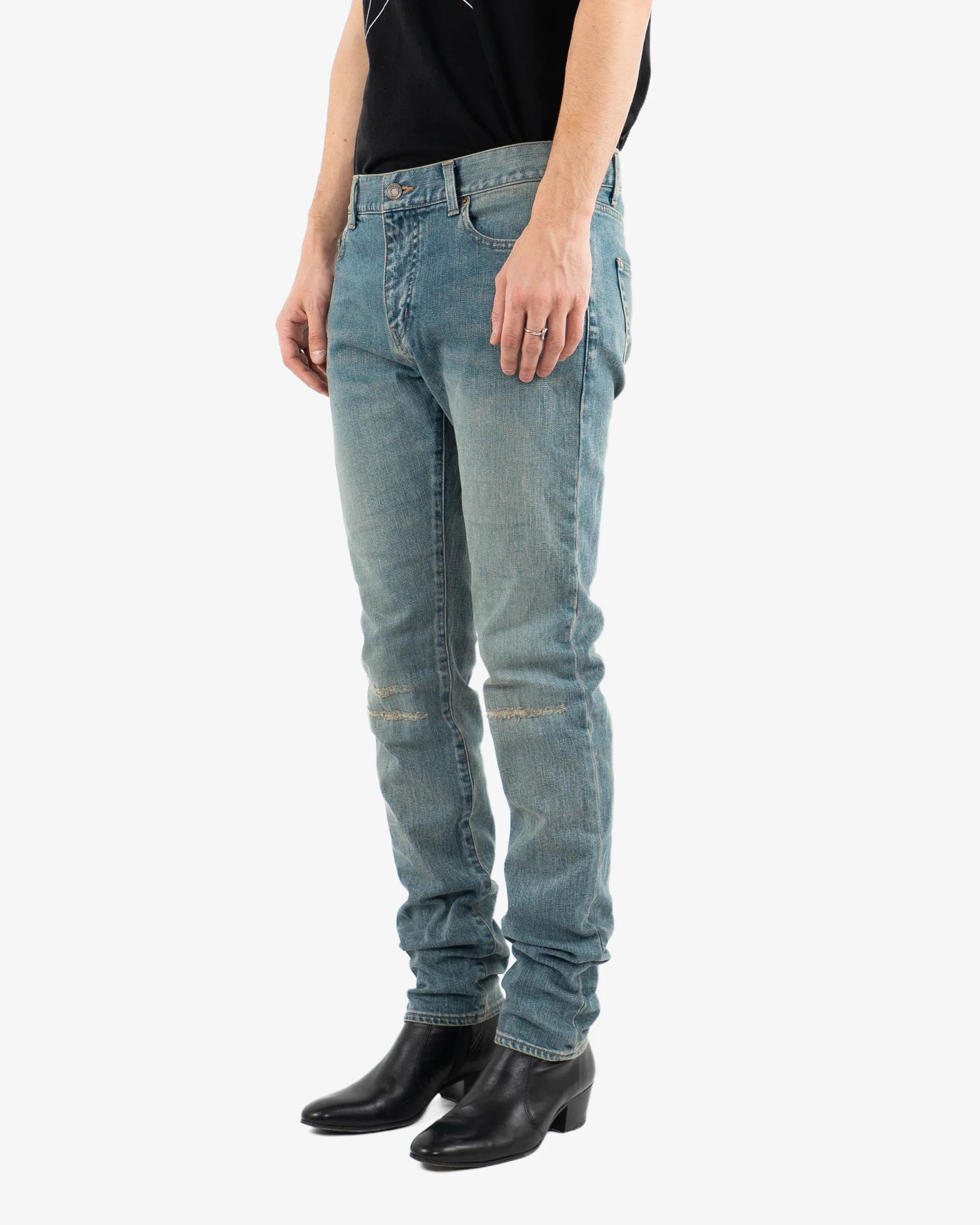 Saint Laurent Paris D02 Washed Knee Rip Denim (2016) Size US 32 / EU 48 - 3 Thumbnail