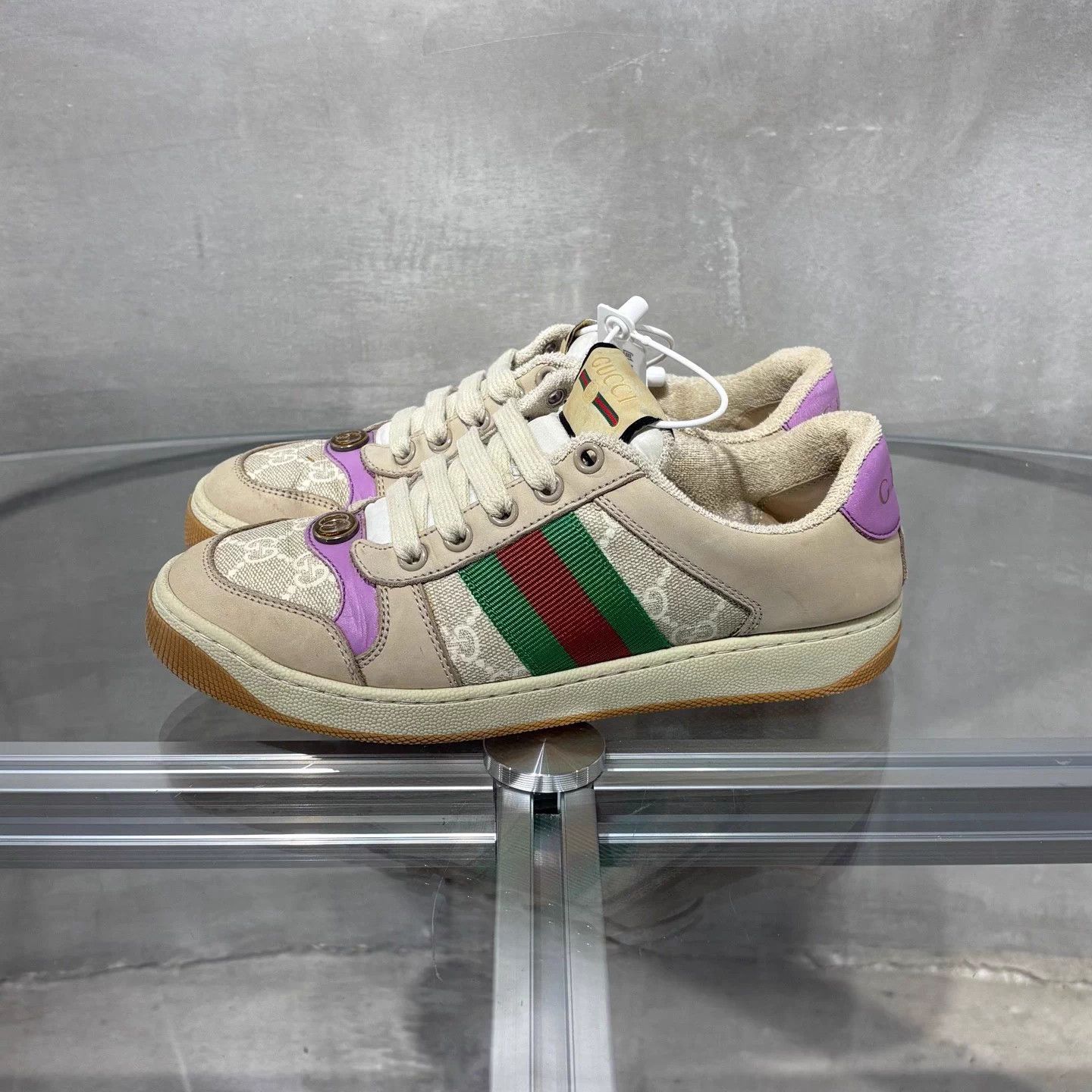 Gucci Gucci Rhyton Beige Leather Sneakers EUR 35.5 Size US 5.5 / IT 35.5 - 3 Thumbnail