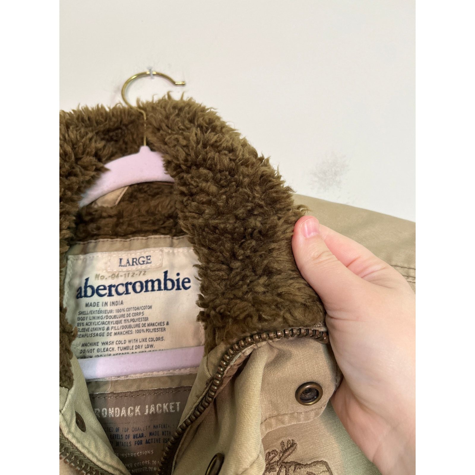 Abercrombie & Fitch 2000s Y2K Abercrombie & Fitch Khaki Adirondack Fur Jacket L Size US L / EU 52-54 / 3 - 3 Thumbnail