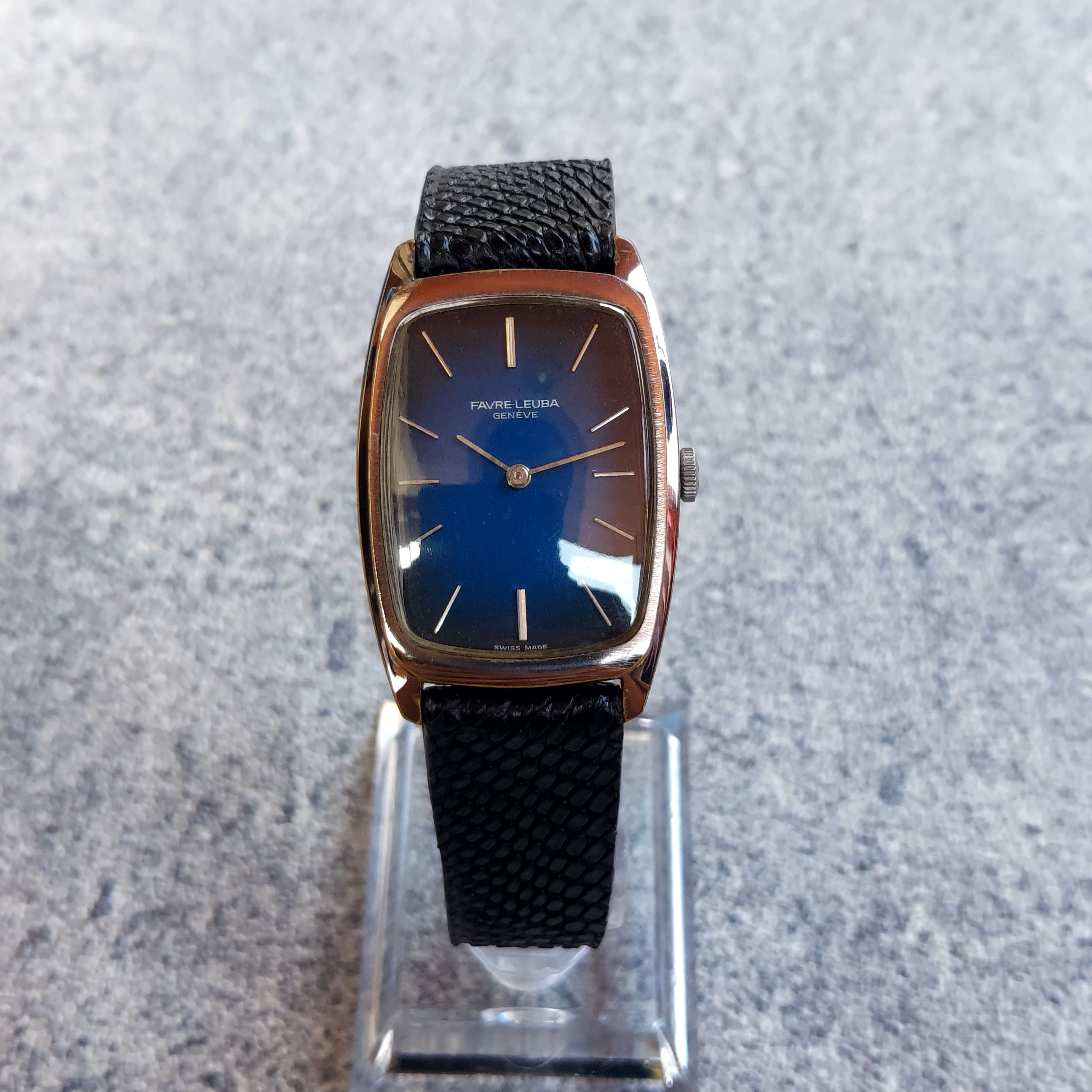Vintage 💥 Vintage 70s Favre Leuba Gradient Blue Black Rectangle Size ONE SIZE - 4 Thumbnail