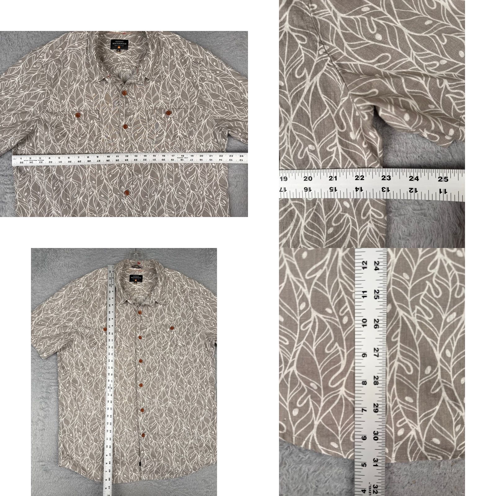 Quiksilver Quiksilver Waterman Shirt Adult XL Gray Floral Cotton Blend Hawaiian Shirt, Button-Up, Short Sleeve, Chest 40 in, Aloha Beach Vacation, Mens Size US XL / EU 56 / 4 - 8 Thumbnail