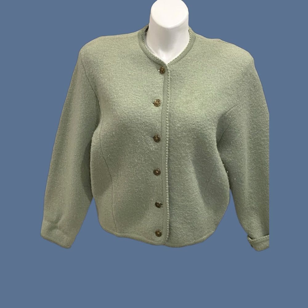Vintage TALLY HO Nordic WOOL Cardigan Sweater Sage Green Button Up Women’s Size XL Size XL / US 12-14 / IT 48-50 - 1 Thumbnail