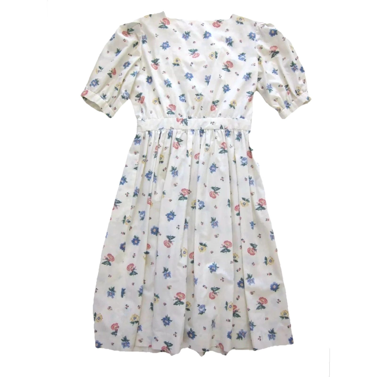 Pinko VINTAGE Handmade Cotton Pink Blue Floral Button Down Short Sleeve Dress M Size 32" / US 10 / IT 46 - 2 Thumbnail