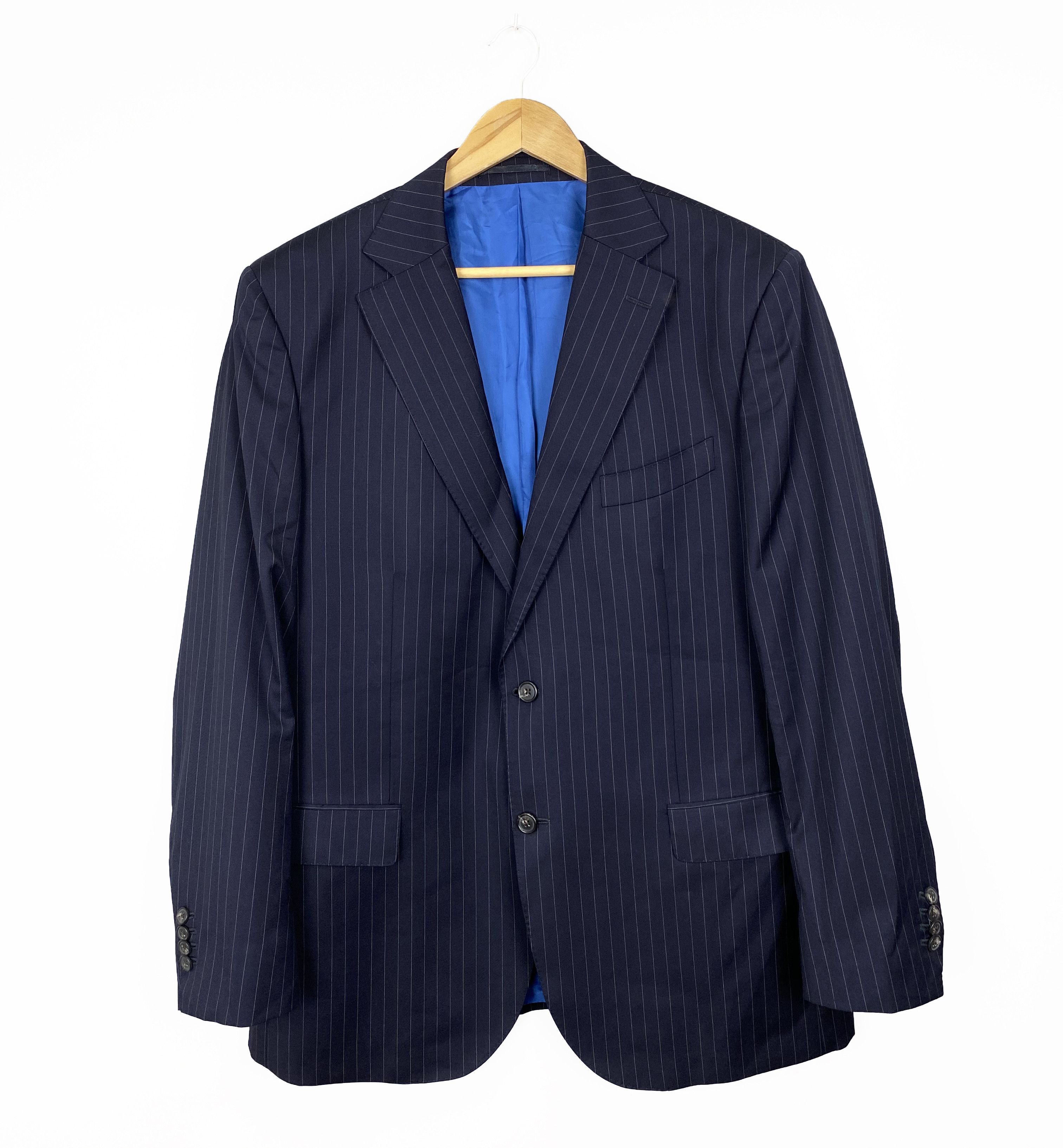Suitsupply SUITSUPPLY Sevilha Striped Wool Navy Blazer Size 58 / US 48 Size 48R - 1 Thumbnail