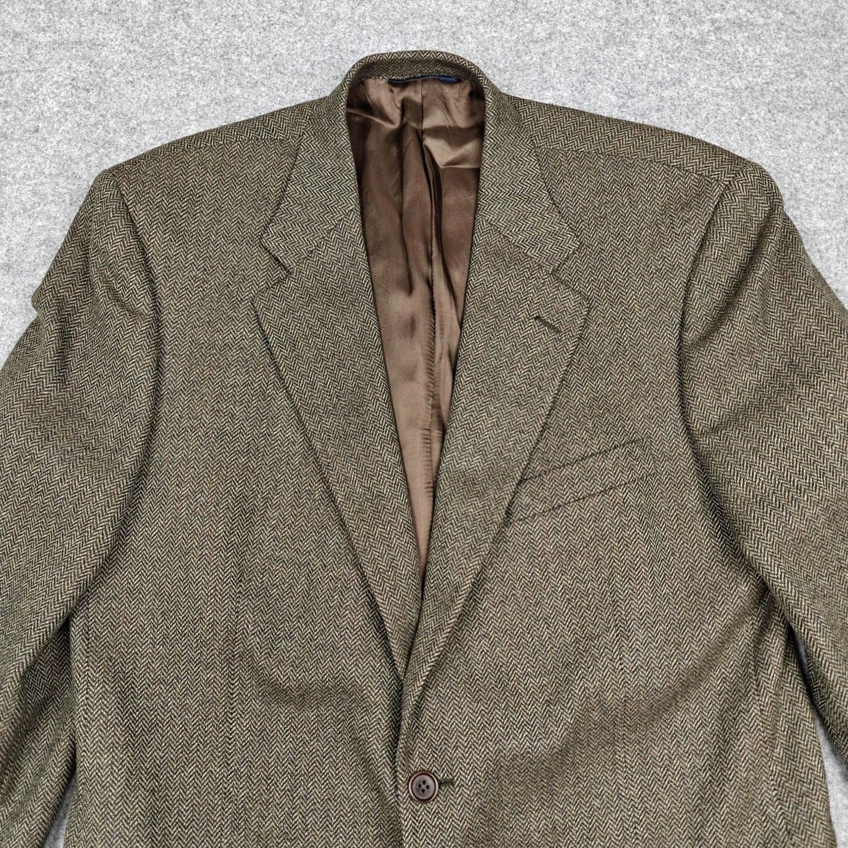 Brooks Brothers Brooks Brothers Blazer Mens 54 Brown Wool Herringbone Tweed Sport Coat Jacket Size 54R - 2 Thumbnail