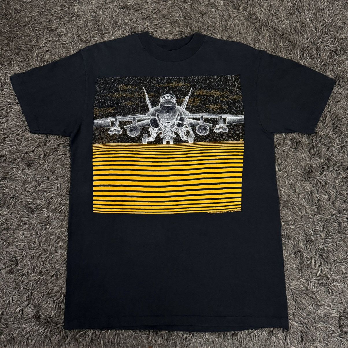 Hanes Vintage 80s FA-18 Hornet Blackbird Tee Shirt Size US L / EU 52-54 / 3 - 4 Thumbnail