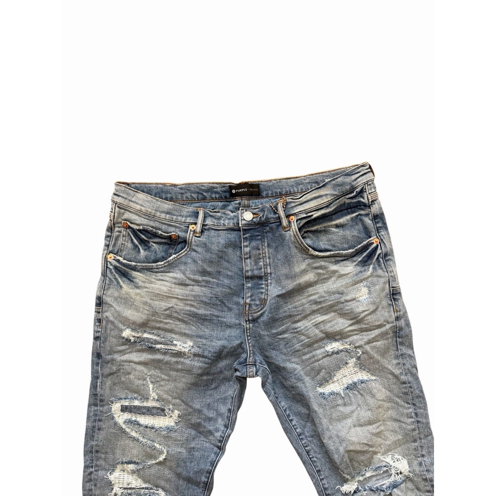 Purple Brand Purple Brand Jeans Mens Ripped Skinny P001 Blue Size 38/34 Size US 38 / EU 54 - 3 Thumbnail