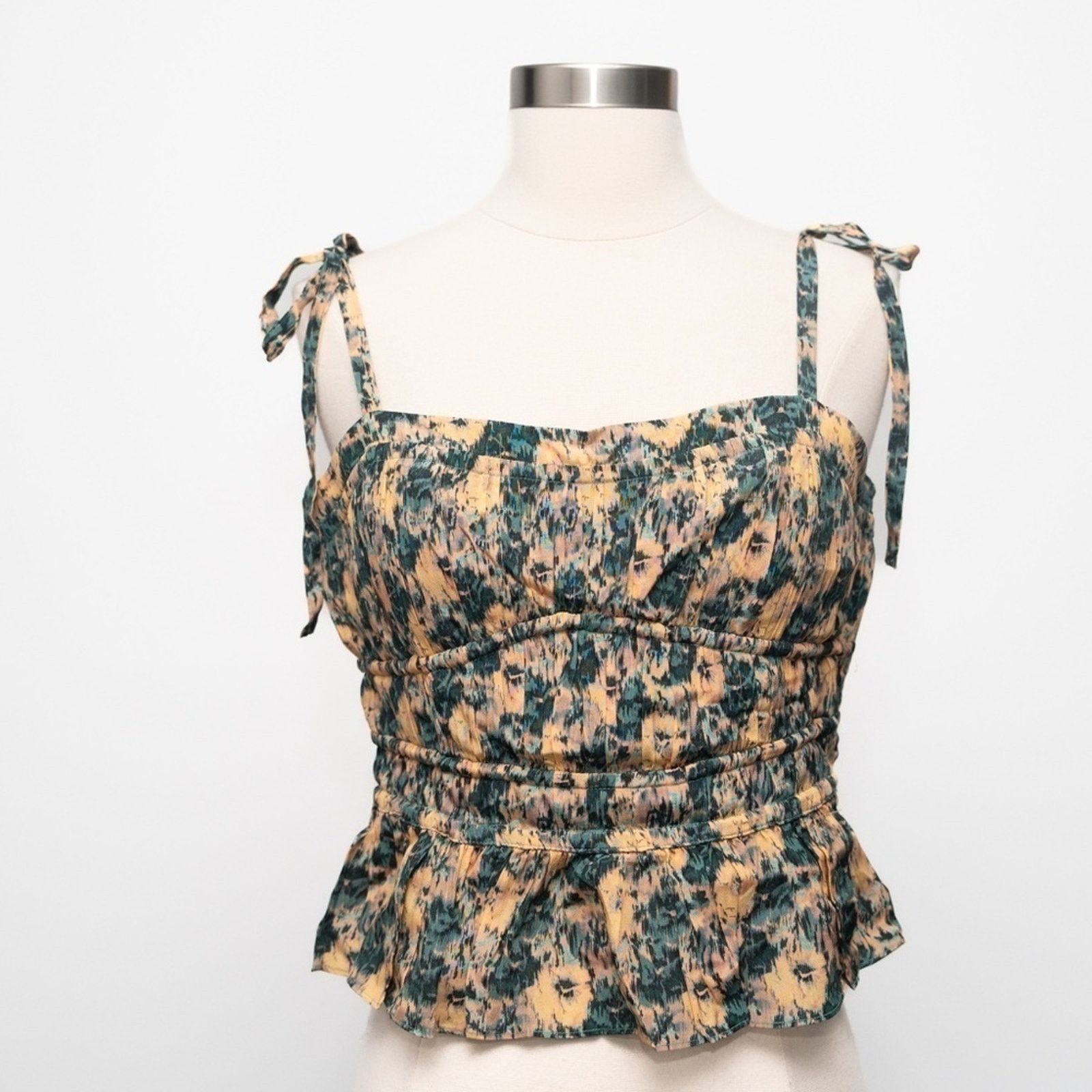 Ulla Johnson Ulla Johnson. Nora Tie Shoulder Silk Peplum Top Size M / US 6-8 / IT 42-44 - 2 Thumbnail
