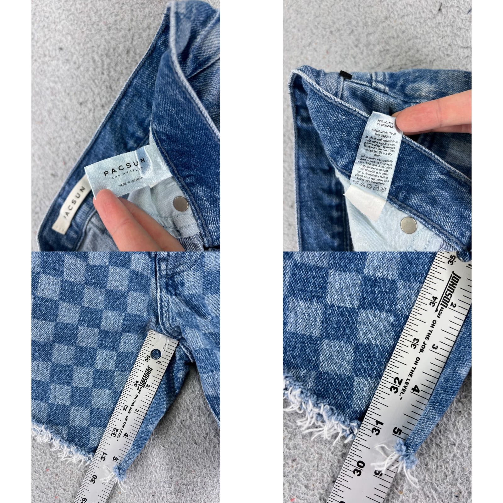 Pacsun Pacsun Women's Denim Cut-Off Shorts Size 30 Blue Check Pattern Cotton Blend 5-Inch Inseam Regular Fit Size 30" / US 8 / IT 44 - 8 Thumbnail