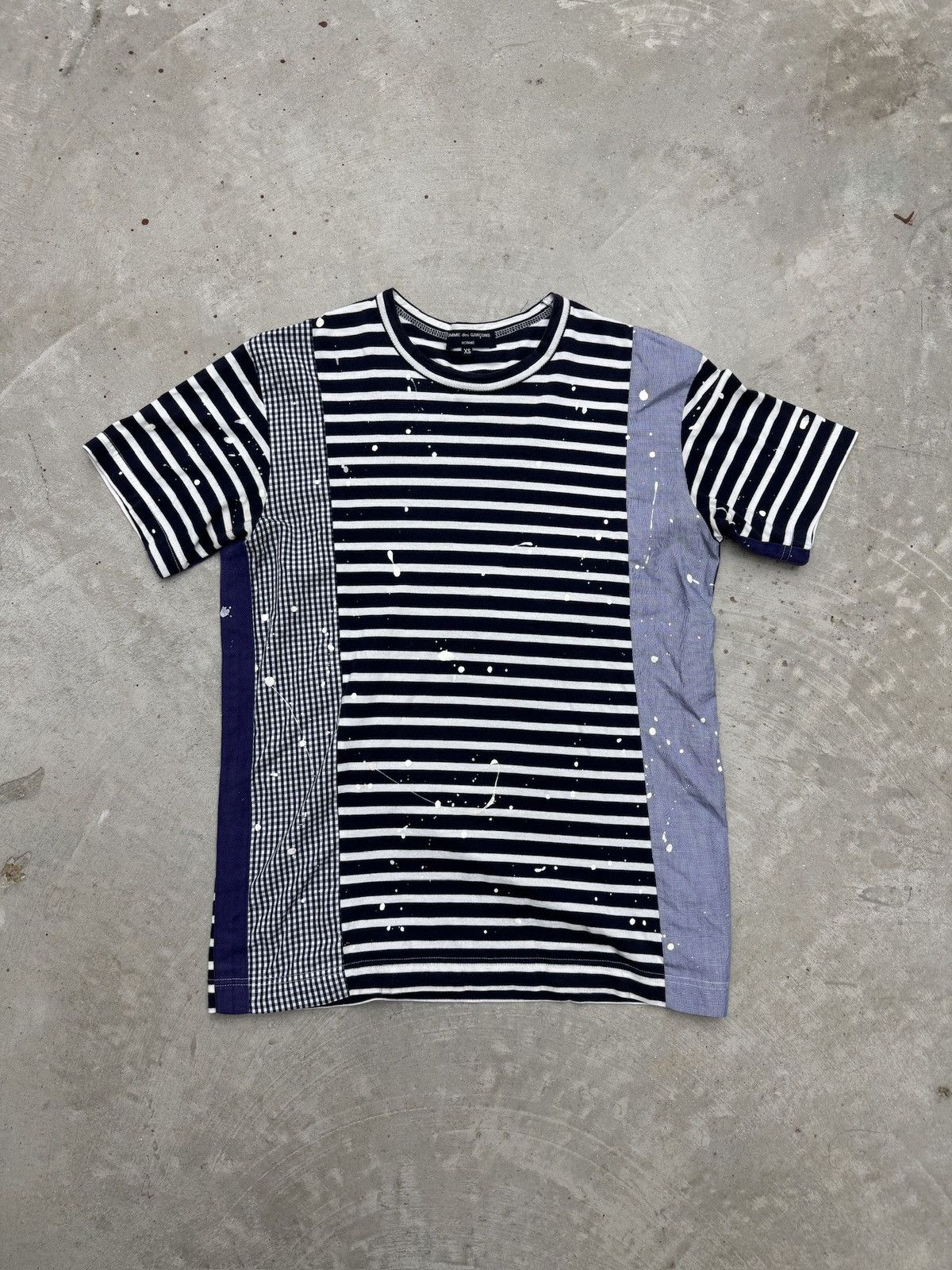 Comme des Garcons Homme CDG Homme Paint Splatter Patchwork Striped Shirt Size US XS / EU 42 / 0 - 1 Thumbnail
