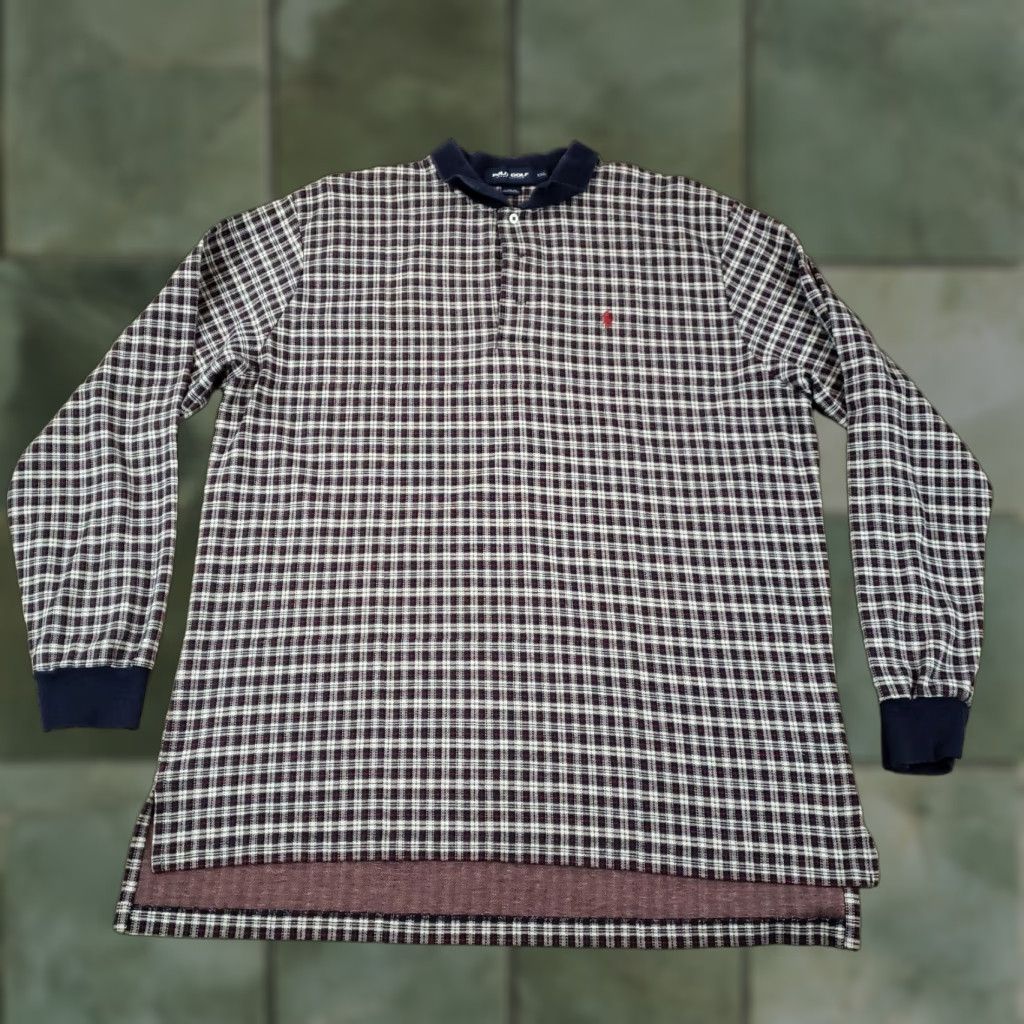 Vintage Polo Golf Polo Shirt Mens 2XL XXL Long Sleeve Plaid Blue Red Casual Shirts Size US XXL / EU 58 / 5 - 1 Thumbnail