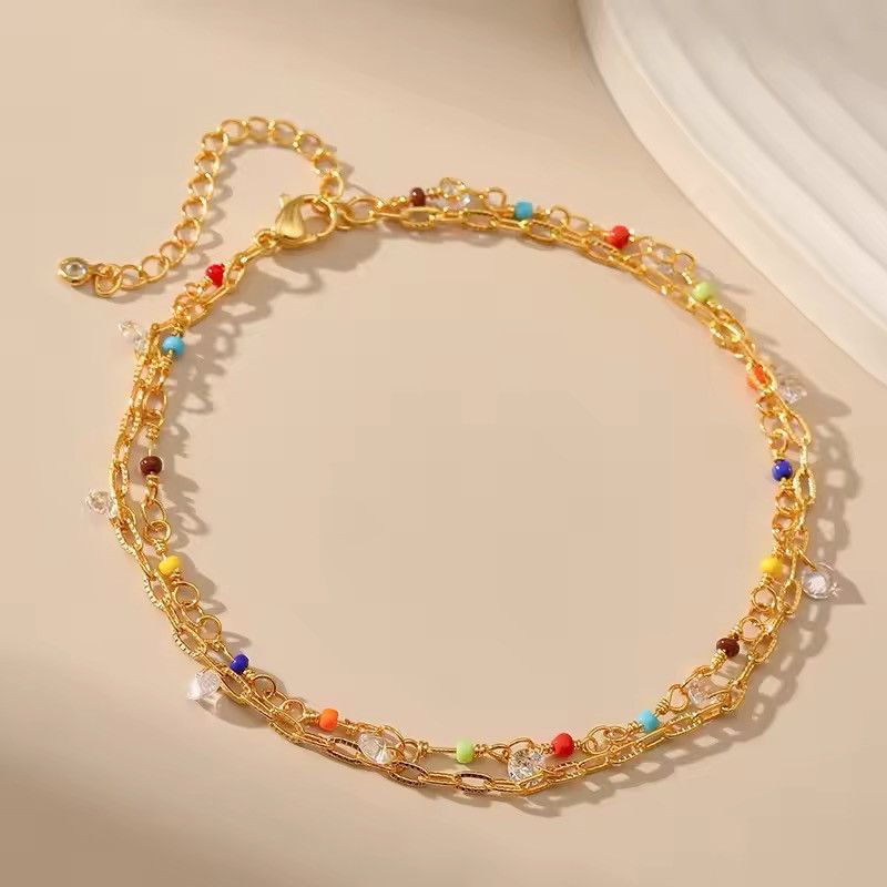 Jewelry × Vintage Rice Beads Multi Layer Chain Anklet Size ONE SIZE - 1 Thumbnail