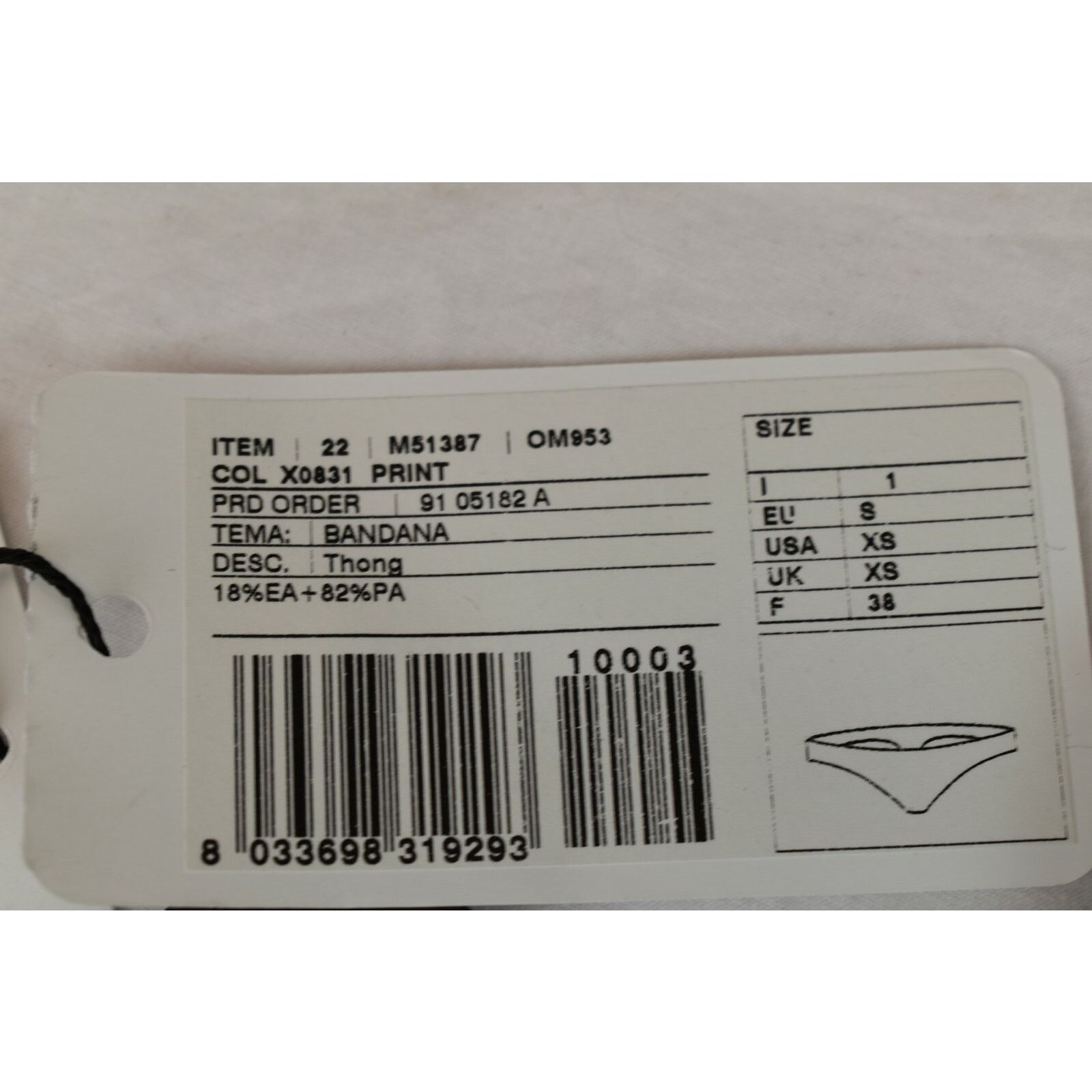 Dolce & Gabbana DOLCE GABBANA WHITE PAISLEY BOW LOGO THONG UNDERWEAR XS Size ONE SIZE - 12 Thumbnail
