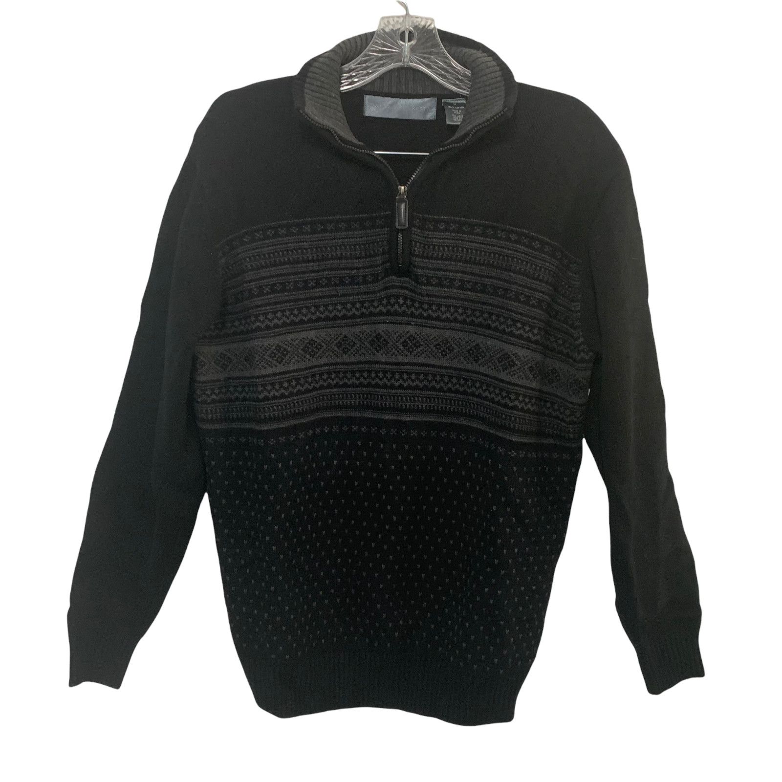 Oscar De La Renta Oscar De La Renta Nordic 1/4 Zip Pullover Sweater Black M Size US M / EU 48-50 / 2 - 9 Thumbnail