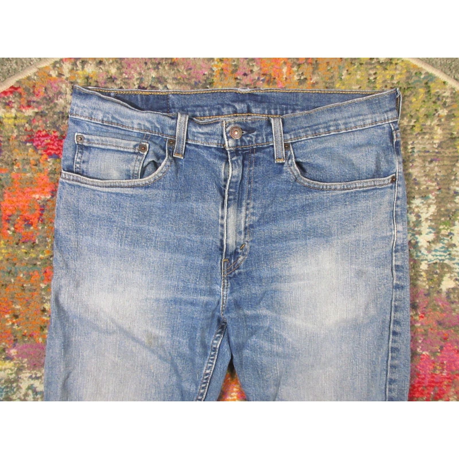 Levi's Levi's 505 Jeans 34x30 Blue Stretch Denim Regular Fit Straight Leg Men Size US 34 / EU 50 - 3 Thumbnail
