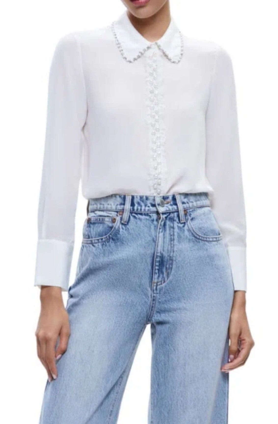 Alice + Olivia alice + olivia beaded silk blouse size M Size M / US 6-8 / IT 42-44 - 2 Thumbnail