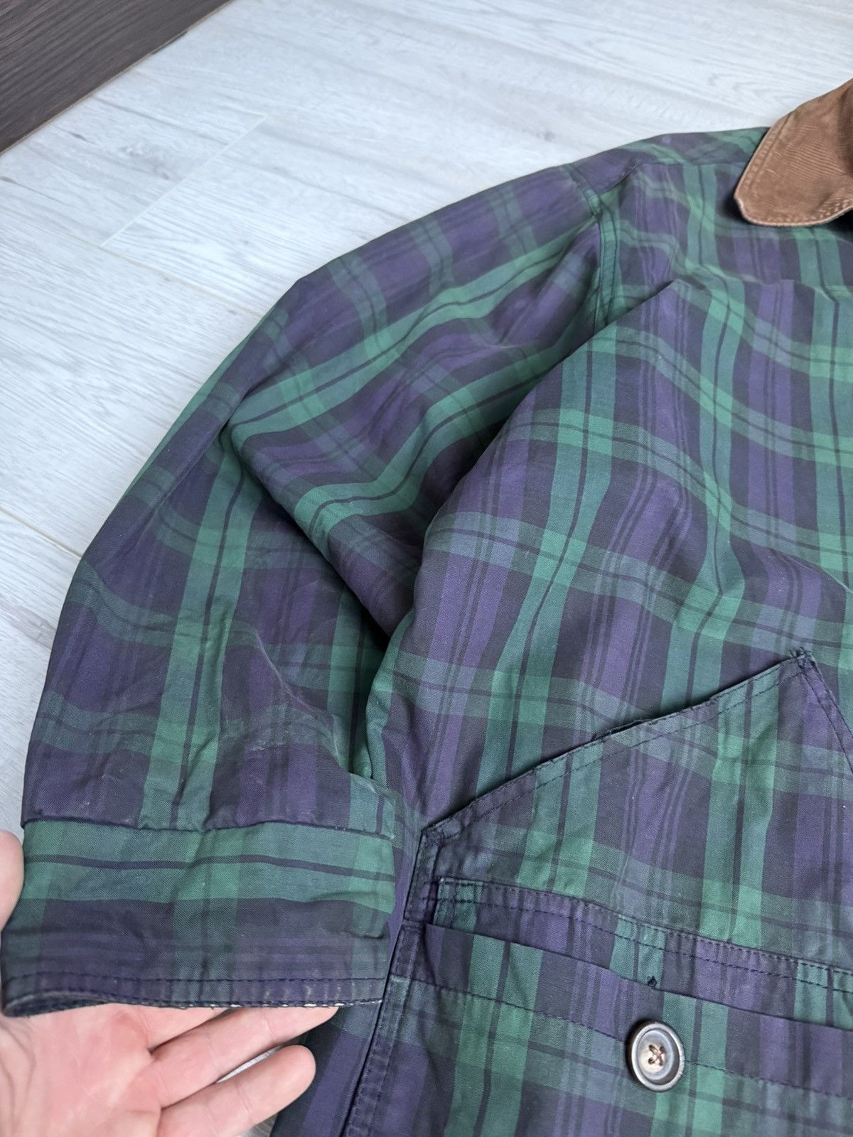 Designer × Gap × Vintage Vintage Gap navy check velvet crew jacket Size US L / EU 52-54 / 3 - 4 Thumbnail