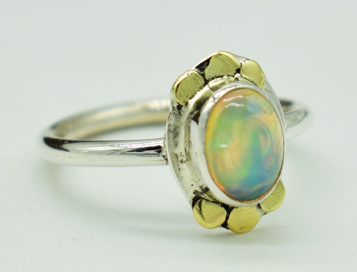 Handmade Handmade Ethiopian Opal Ring: 925K Silver Bridal Ring Size ONE SIZE - 4 Thumbnail