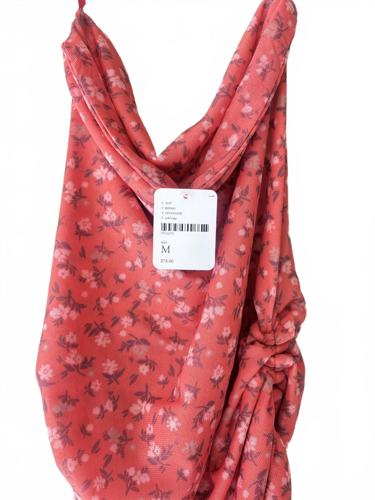 Free People Free People Red Floral Ruched Mini Dress Size M / US 6-8 / IT 42-44 - 3 Thumbnail