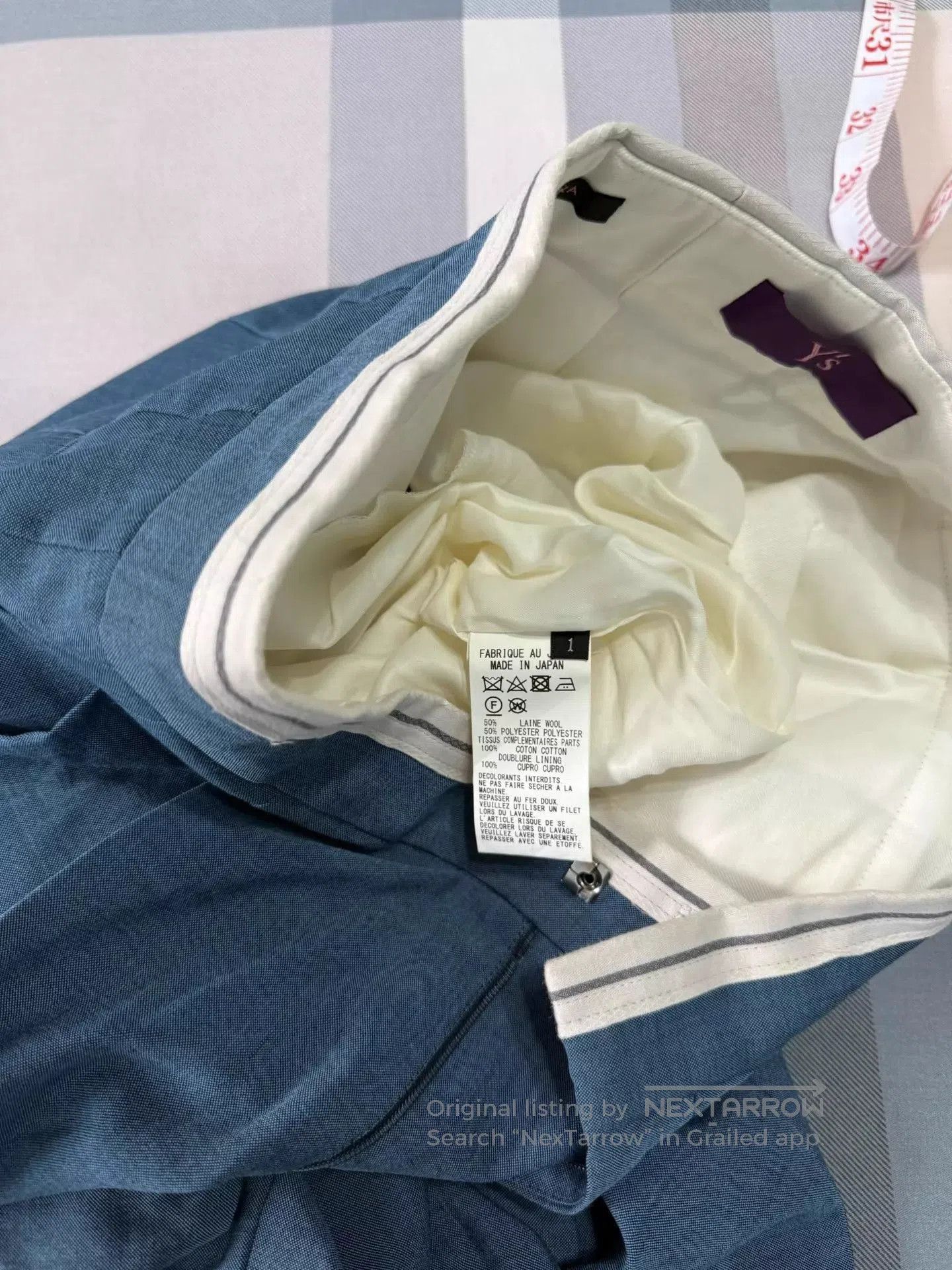 Y's Blue Cropped Pants with Striped Cuffs Size 28. Size US 28 / EU 44 - 5 Thumbnail